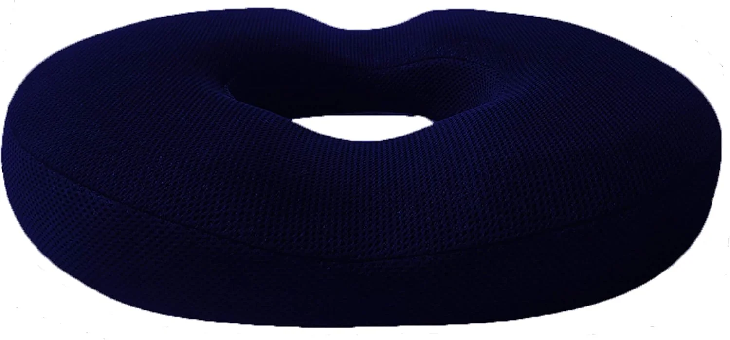 بالشتک دوناتی وایت ویلو، فوم سخت، طبی، برای تسکین درد پایین کمر، سیاتیک، دنبالچه، درد کمر - (43 x 35.5 x 6.35) سانتی متر، آبی