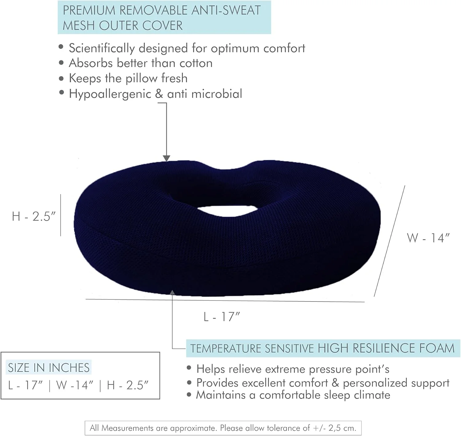 بالشتک دوناتی وایت ویلو، فوم سخت، طبی، برای تسکین درد پایین کمر، سیاتیک، دنبالچه، درد کمر - (43 x 35.5 x 6.35) سانتی متر، آبی بالشتک دوناتی وایت ویلو، فوم سخت، طبی، برای تسکین درد پایین کمر، سیاتیک، دنبالچه، درد کمر - (43 x 35.5 x 6.35) سانتی متر، آبی