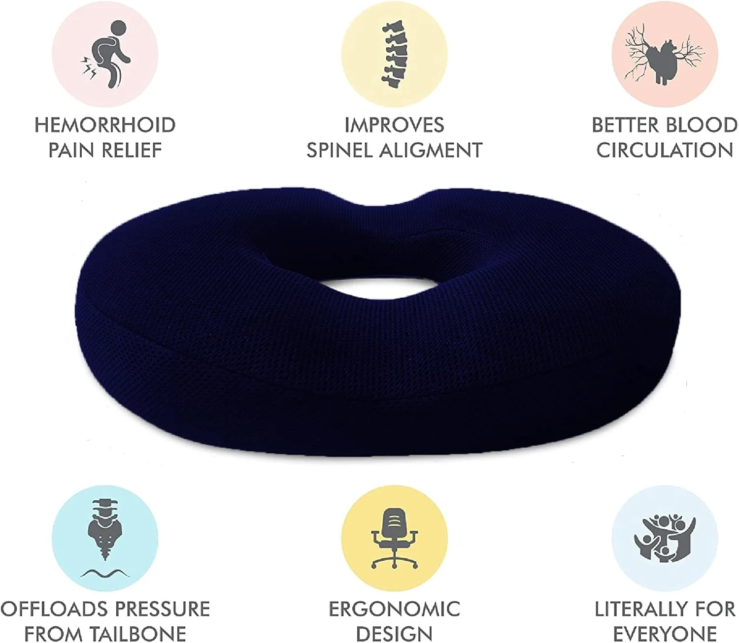 بالشتک دوناتی وایت ویلو، فوم سخت، طبی، برای تسکین درد پایین کمر، سیاتیک، دنبالچه، درد کمر - (43 x 35.5 x 6.35) سانتی متر، آبی بالشتک دوناتی وایت ویلو، فوم سخت، طبی، برای تسکین درد پایین کمر، سیاتیک، دنبالچه، درد کمر - (43 x 35.5 x 6.35) سانتی متر، آبی