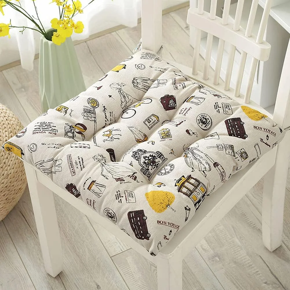 ست 4 عددی بالشتک صندلی غذاخوری با بند، پد صندلی، بالشتک صندلی اداری باغ، پدهای صندلی رنگارنگ، پدهای صندلی مربعی ضد لغزش راحت برای آشپزخانه، اتاق نشیمن، باغ، پاسیو داخلی و خارجی