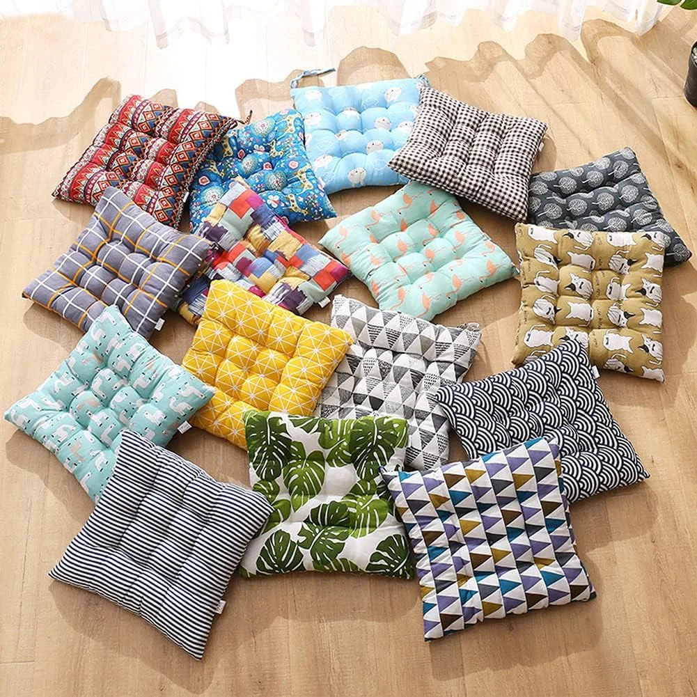 ست 4 عددی بالشتک صندلی غذاخوری با بند، پد صندلی، بالشتک صندلی اداری باغ، پدهای صندلی رنگارنگ، پدهای صندلی مربعی ضد لغزش راحت برای آشپزخانه، اتاق نشیمن، باغ، پاسیو داخلی و خارجی