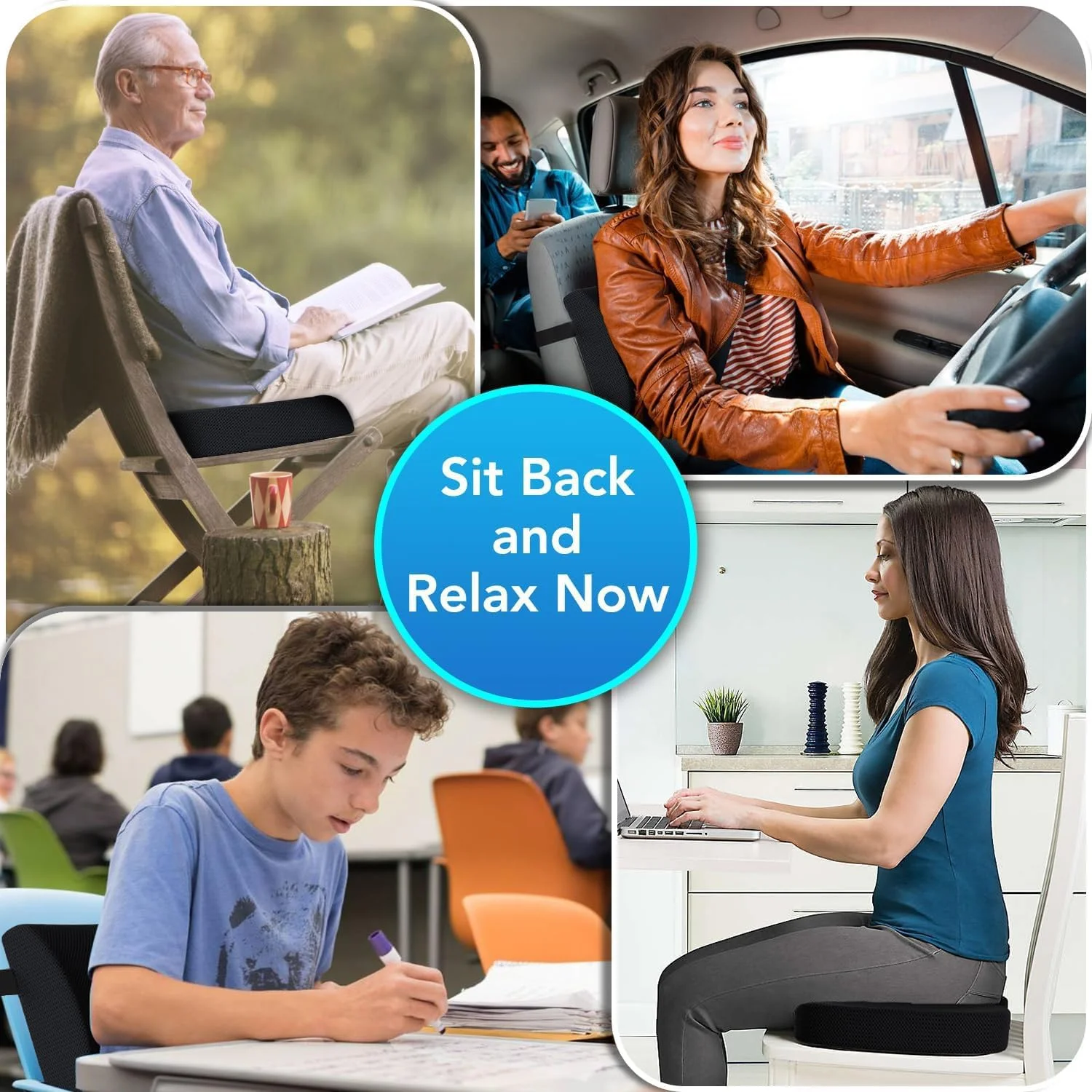 بالشتک صندلی و پشتی کمری برای صندلی اداری، خودرو، ویلچر، فوم حافظهدار برای صندلی میز تحریر، تسکین درد سیاتیک، کمردرد و دنبالچه، پد میز با بند قابل تنظیم و روکش سه بعدی قابل شستشو بالشتک صندلی و پشتی کمری برای صندلی اداری، خودرو، ویلچر، فوم حافظهدار برای صندلی میز تحریر، تسکین درد سیاتیک، کمردرد و دنبالچه، پد میز با بند قابل تنظیم و روکش سه بعدی قابل شستشو