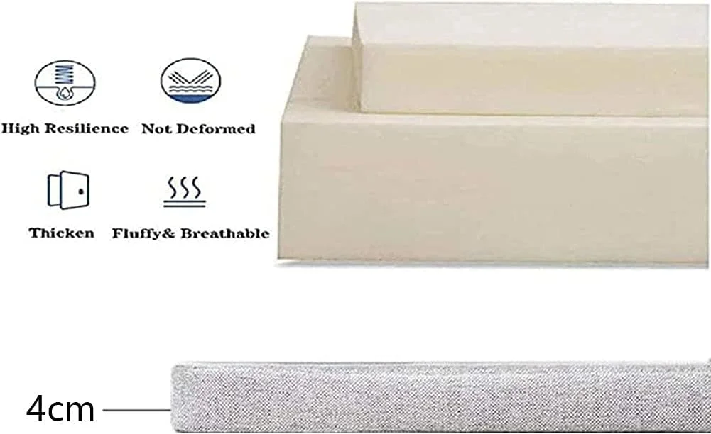 بالشتک نیمکت مستطیلی ۴ سانتی‌متری XBSLJ با زیپ، نشیمنگاه فومی نرم مناسب فضای داخلی، خارجی، باغ، مبلمان ۳/۴ نفره، قابل شستشو (بژ، ۴۰x۱۸۰ سانتی‌متر)