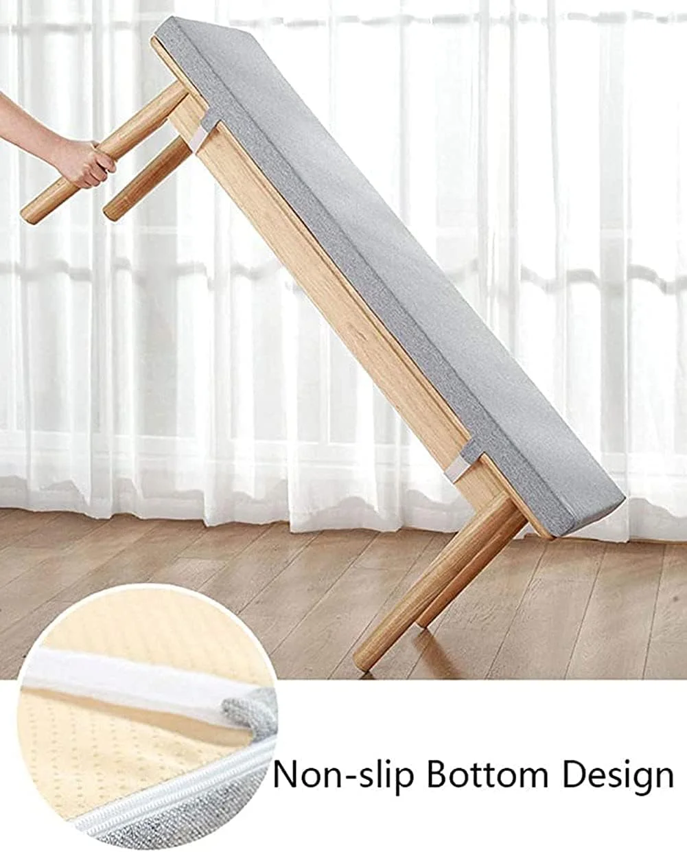 بالشتک نیمکت مستطیلی ۴ سانتی‌متری XBSLJ با زیپ، نشیمنگاه فومی نرم مناسب فضای داخلی، خارجی، باغ، مبلمان ۳/۴ نفره، قابل شستشو (بژ، ۴۰x۱۸۰ سانتی‌متر)