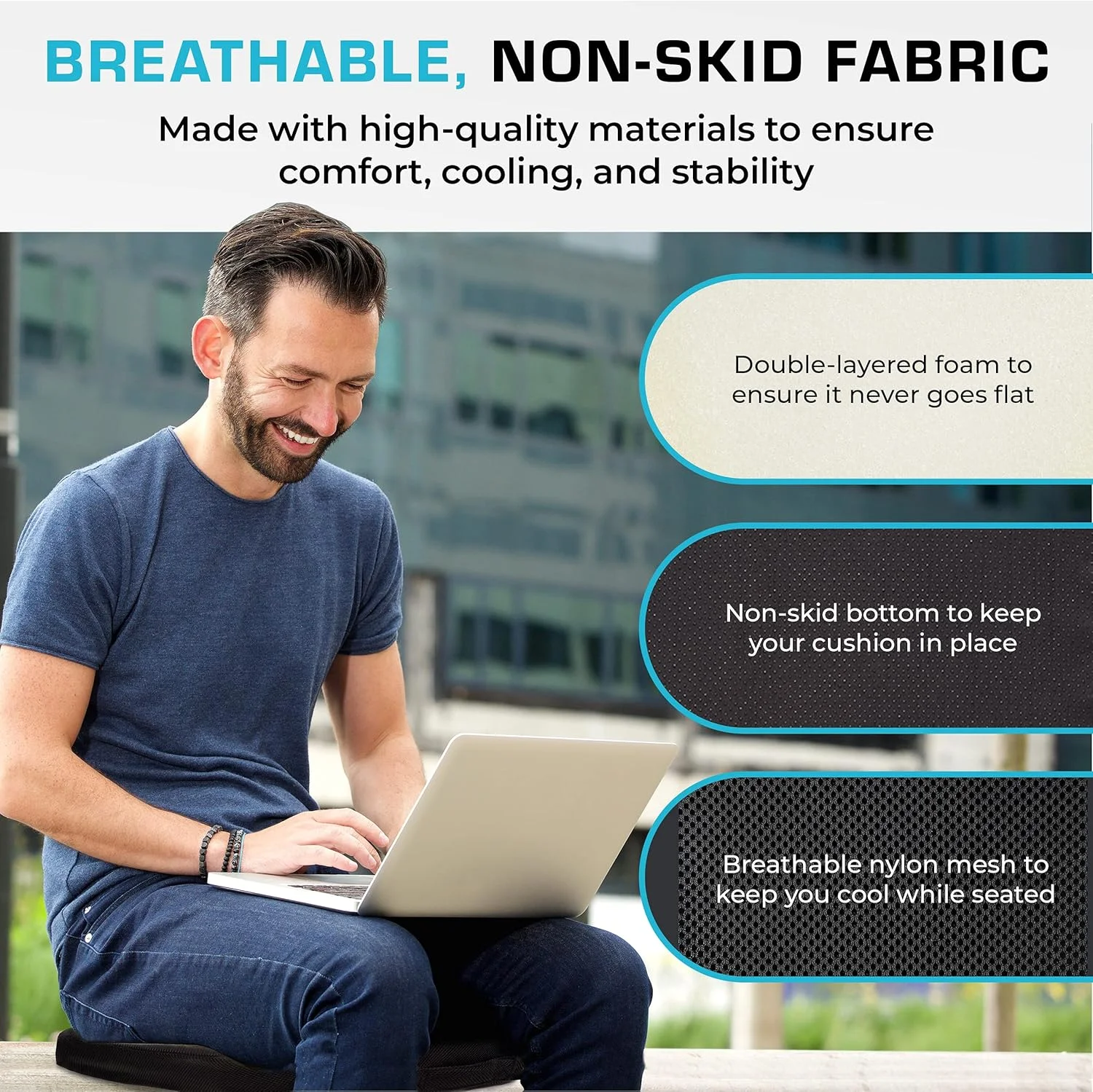 بالشتک صندلی بزرگ برای راحتی فوقالعاده با دسته حمل و زیره ضد لغزش، تسکین دهنده درد کمر بالشتک صندلی بزرگ برای راحتی فوقالعاده با دسته حمل و زیره ضد لغزش، تسکین دهنده درد کمر