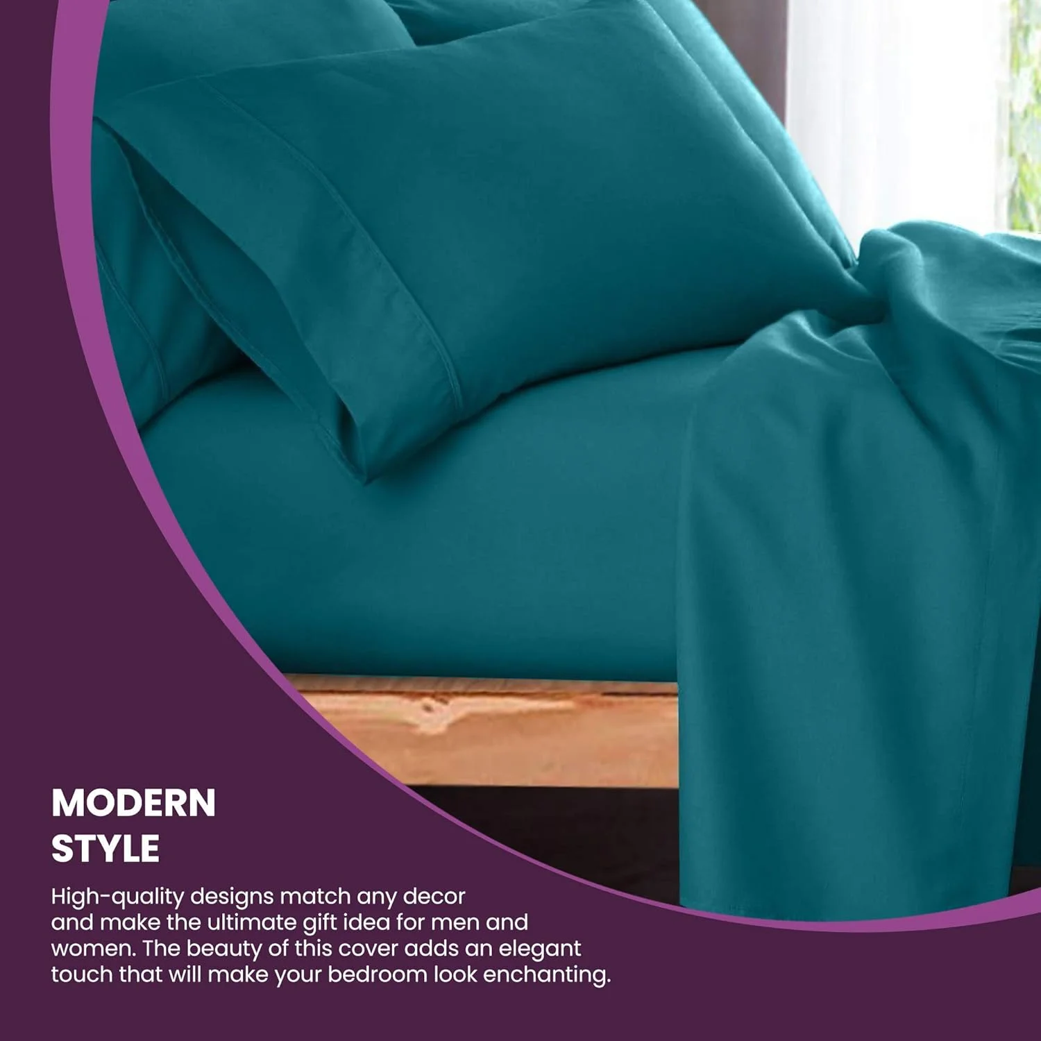 ست ملحفه 4 تکه دونفره نرم و لطیف، از جنس پنبه شانه شده ممتاز با تراکم 300، رنگ سبزآبی یکدست و دارای جیب های عمیق