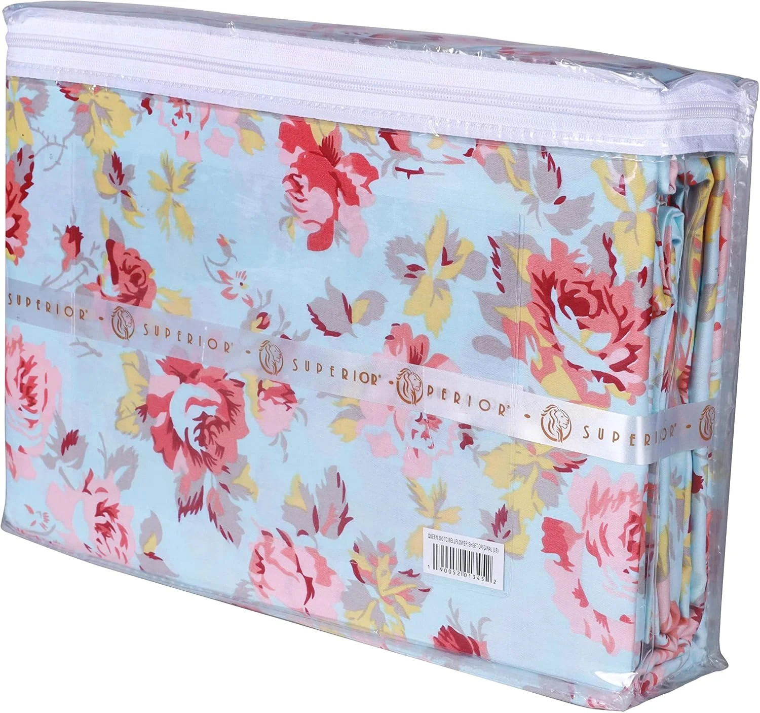 ست ملحفه پنبه ای ممتاز به همراه روبالشتی، بافت 300، بادوام و تنفس پذیر، قابل شستشو در ماشین لباسشویی، طرح گلدار وینتیج بوهمی، یک نفره، آبی روشن