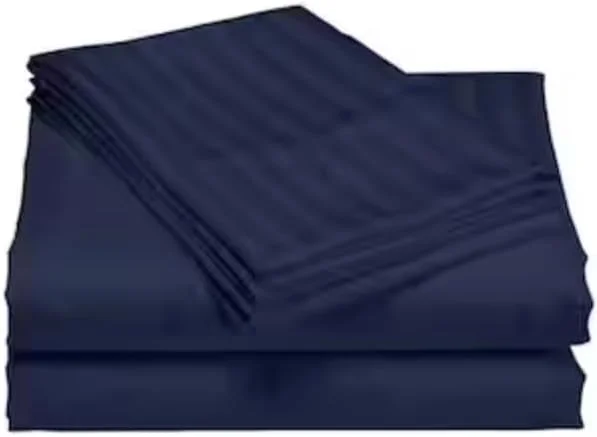 ملحفه راه راه به همراه روبالشی، سفید و سرمه ای، یک نفره، دو نفره، کینگ (سرمه ای، کینگ (استاندارد آمریکا))