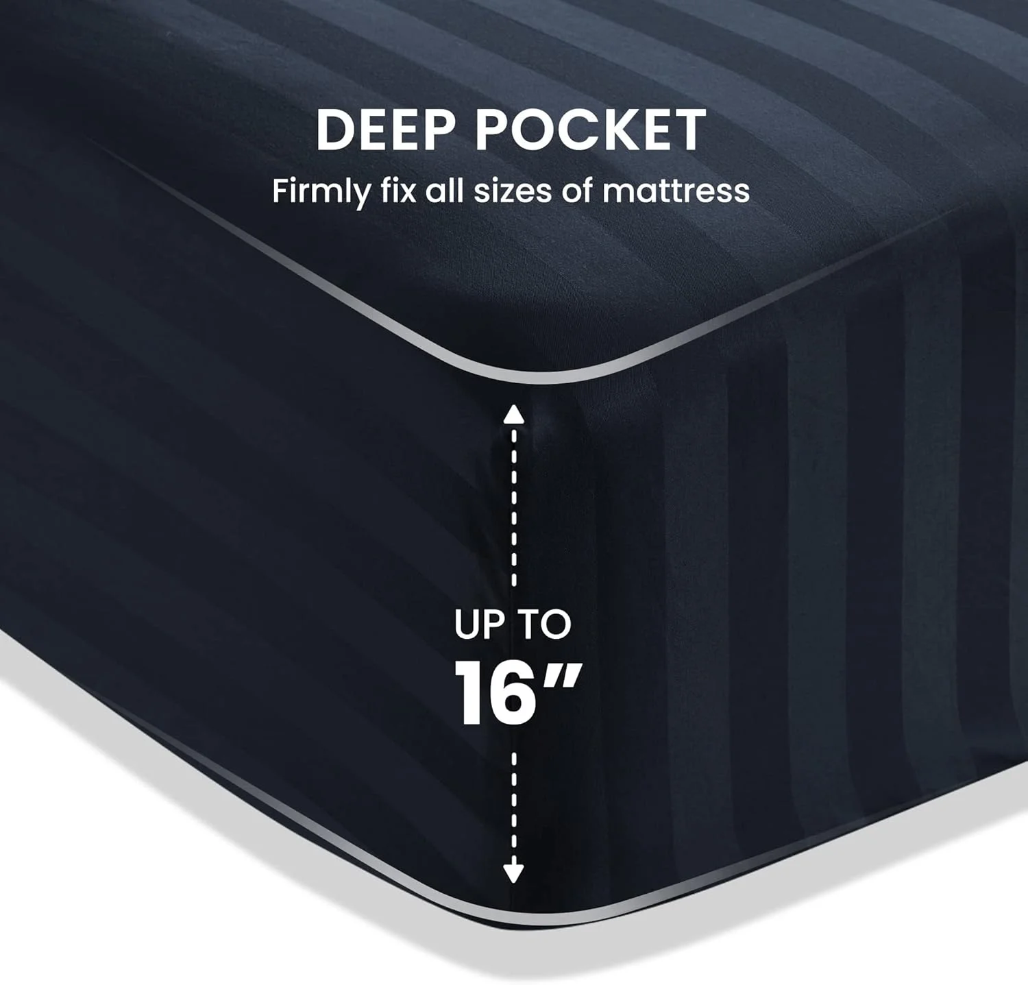 ست ملحفه راه راه خنک کننده دونفره SLEEP ZONE - شامل ملحفه رو، ملحفه کش دار و روبالشتی، 4 تکه - ملحفه تخت فوق العاده نرم راه راه، نگهداری آسان، جیب عمیق (آبی تیره، دونفره)