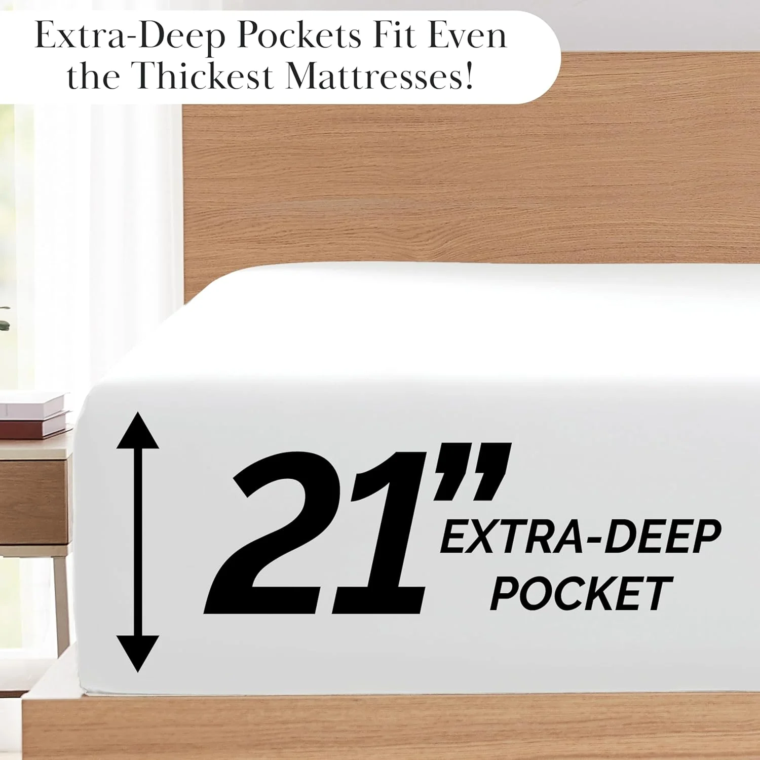 ست ملحفه 6 تکه Southshore Fine Living, Inc. با عمق 21 اینچ، کیفیت عالی، نگهداری آسان، بدون آبرفتگی، شامل 1 ملحفه رو، 1 ملحفه کش دار، 4 روبالشتی، سفید روشن، کینگ