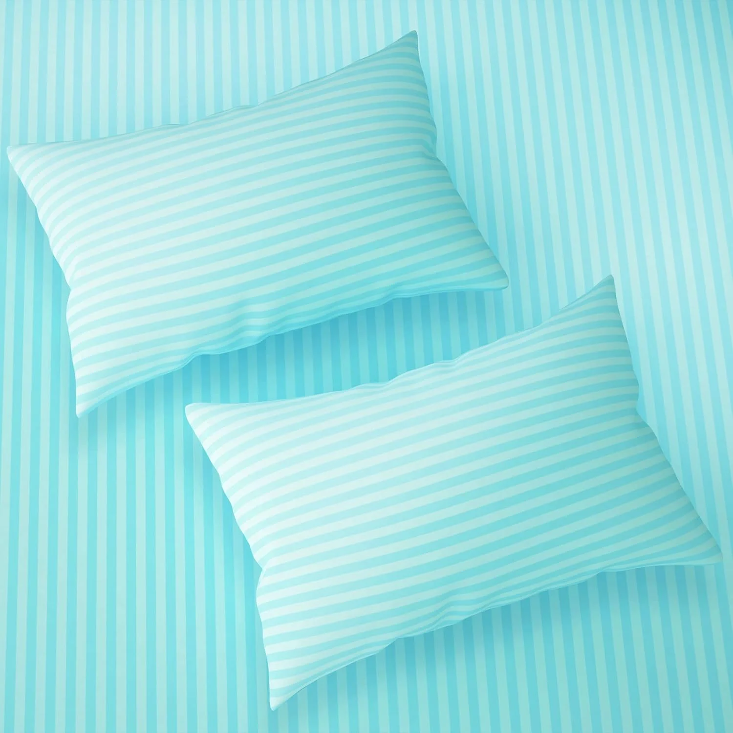 ملحفه تخت خواب سایز کینگ استوری@هوم | ملحفه نخی | ساتن | ملحفه نخی سایز کینگ با 2 روبالشتی سایز کینگ (270 x 270 سانتی متر، آبی آسمانی) | مناسب برای دکوراسیون منزل | 300TC