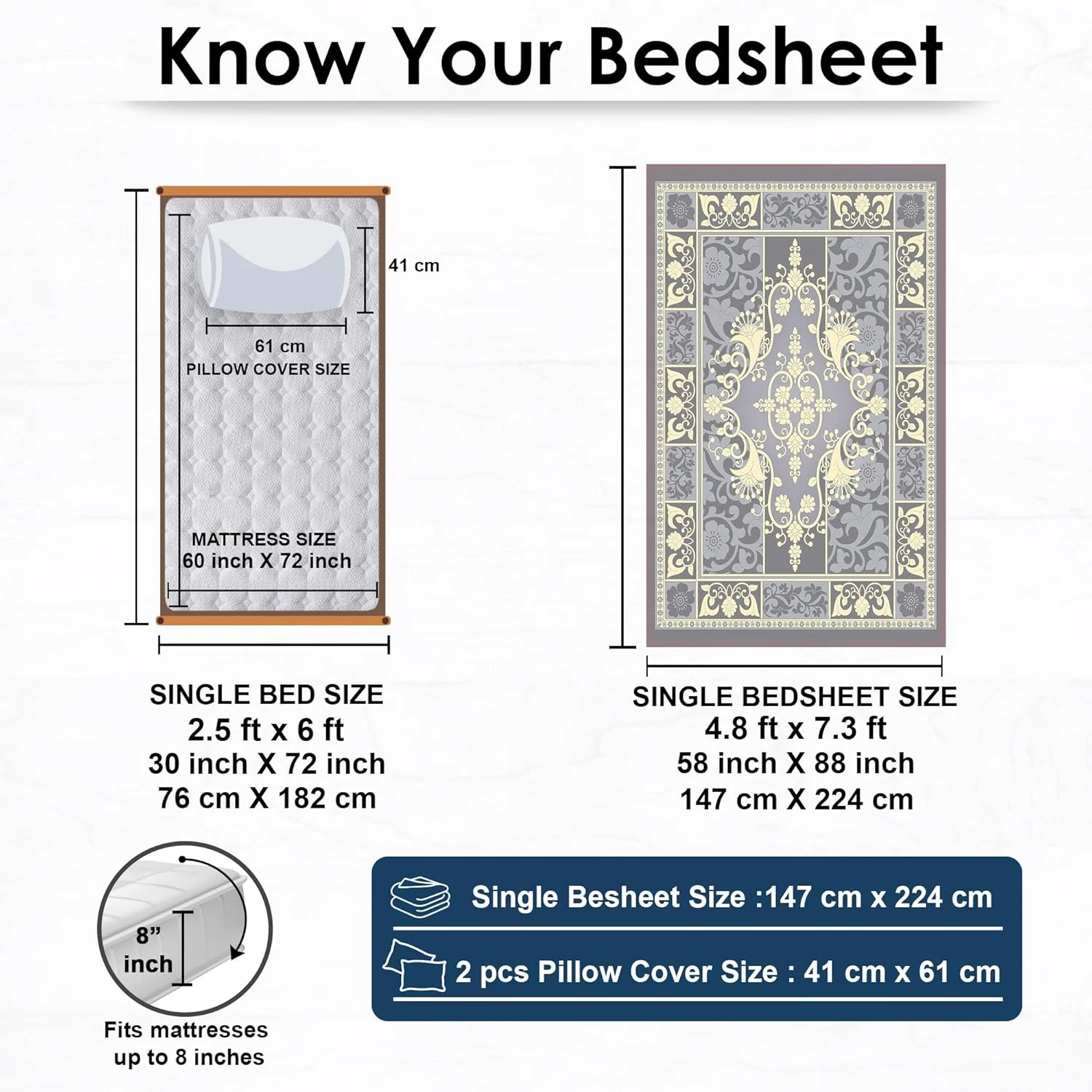 ملحفه یک نفره استوری هوم | 210 تراکم بافت | طرح جیپوری | یک عدد ملحفه برای تخت یک نفره با رو بالشتی | میکروفایبر | طرح بته جقه | 147 x 224 سانتی متر | ملحفه یک نفره آبی | مناسب برای هدیه