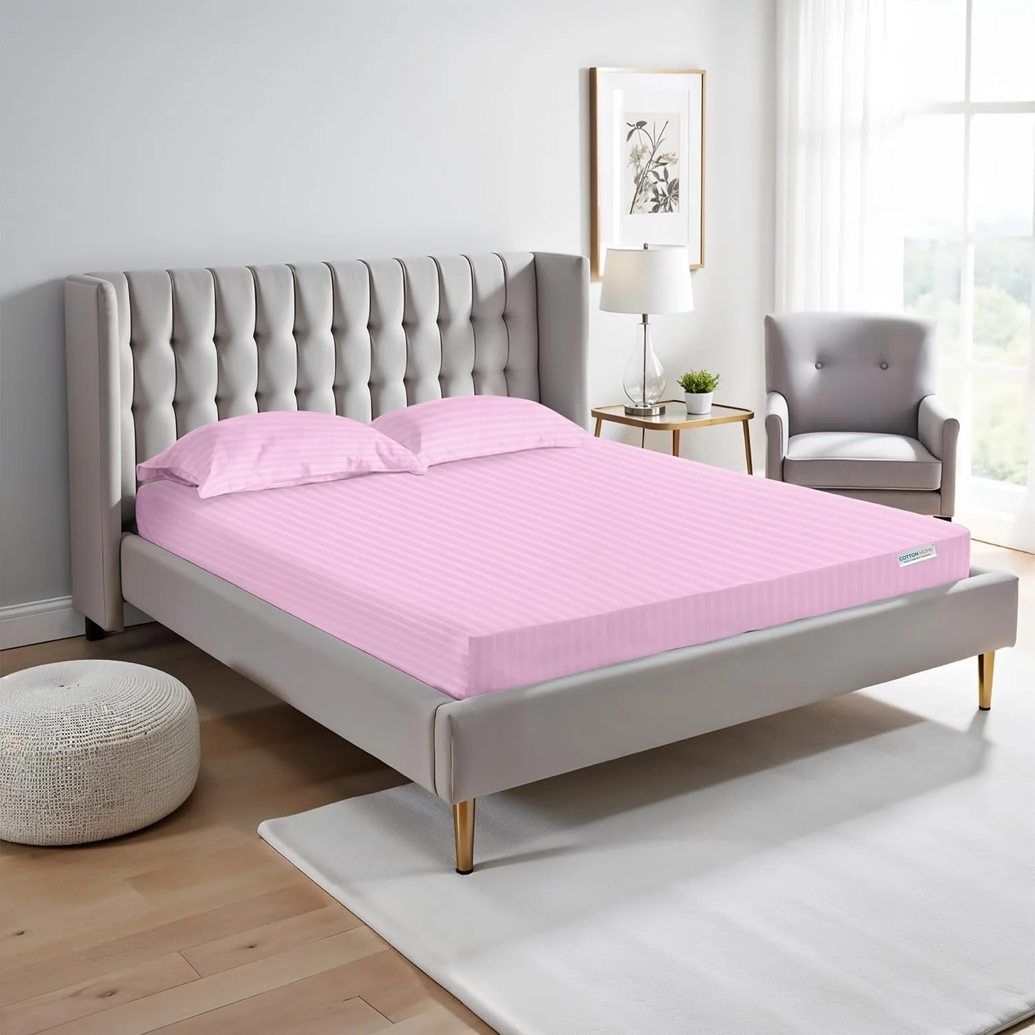 ست ملحفه کشدار راه راه پنبهای مناسب خانه - یکنفره (120 x 200+25 سانتیمتر) + 2 روبالشی (50 x 75 سانتیمتر) میکروفیبر برس خورده با کیفیت عالی، بادوام، دارای جیب عمیق برای تناسب کامل، مقاوم در برابر چروک و رنگ پریدگی - صورتی ست ملحفه کشدار راه راه پنبهای مناسب خانه - یکنفره (120 x 200+25 سانتیمتر) + 2 روبالشی (50 x 75 سانتیمتر) میکروفیبر برس خورده با کیفیت عالی، بادوام، دارای جیب عمیق برای تناسب کامل، مقاوم در برابر چروک و رنگ پریدگی - صورتی