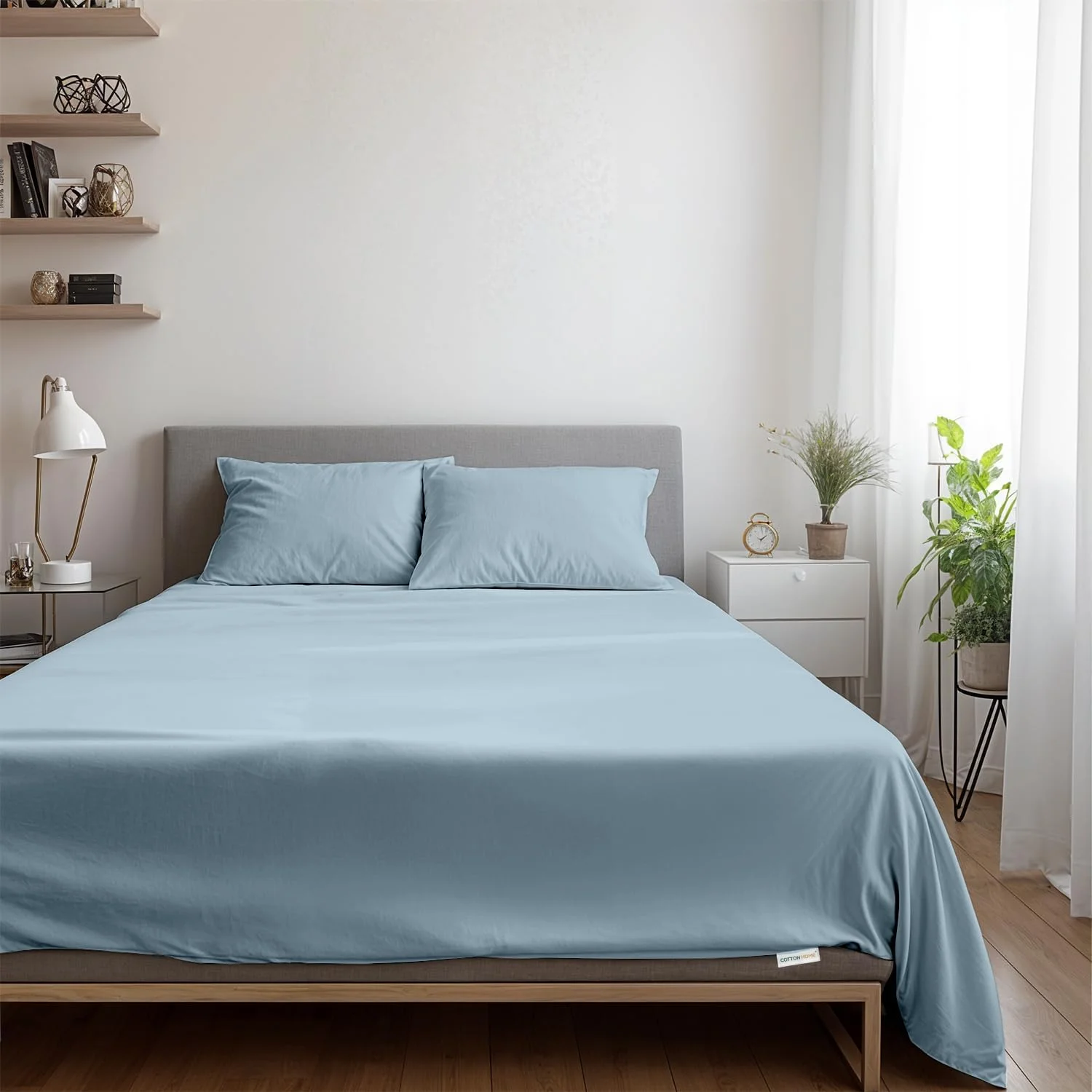 ست ملحفه تخت سه تکه کتان هوم شامل یک ملحفه تخت و دو روبالشتی - 220x240 سانتی متر - آبی متالیک، فوق العاده نرم، بدون چروک، مقاوم در برابر انقباض، با قابلیت نصب آسان و تنفس پذیر برای راحتی طولانی مدت ست ملحفه تخت سه تکه کتان هوم شامل یک ملحفه تخت و دو روبالشتی - 220x240 سانتی متر - آبی متالیک، فوق العاده نرم، بدون چروک، مقاوم در برابر انقباض، با قابلیت نصب آسان و تنفس پذیر برای راحتی طولانی مدت