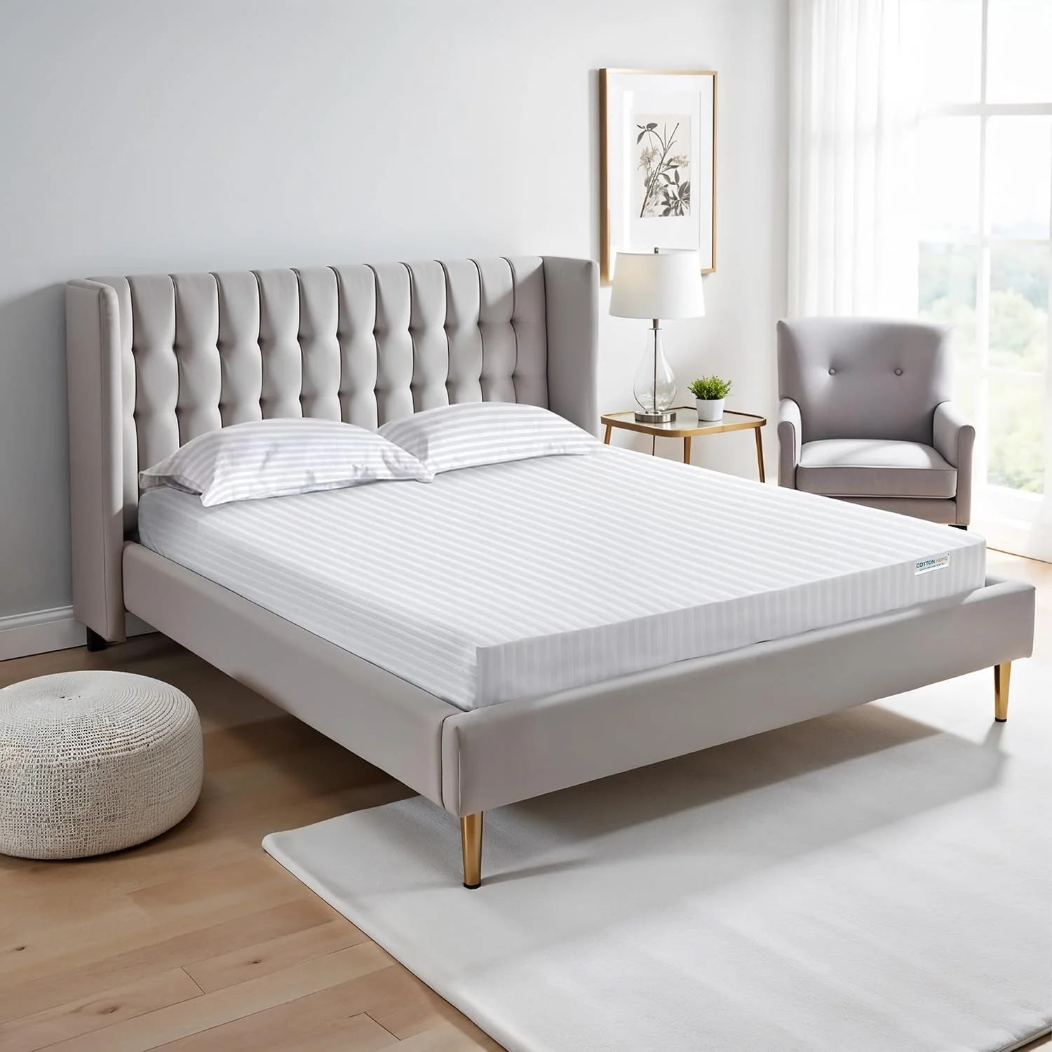 ست ملحفه کشدار راه راه پنبهای مناسب خانه - یکنفره (120x200+25 سانتیمتر) + 2 روبالشی (50x75 سانتیمتر) میکروفیبر برسخورده با کیفیت ممتاز، بادوام، دارای پاکت عمیق برای تناسب کامل، مقاوم در برابر چروک و رنگرفتگی، سفید ست ملحفه کشدار راه راه پنبهای مناسب خانه - یکنفره (120x200+25 سانتیمتر) + 2 روبالشی (50x75 سانتیمتر) میکروفیبر برسخورده با کیفیت ممتاز، بادوام، دارای پاکت عمیق برای تناسب کامل، مقاوم در برابر چروک و رنگرفتگی، سفید