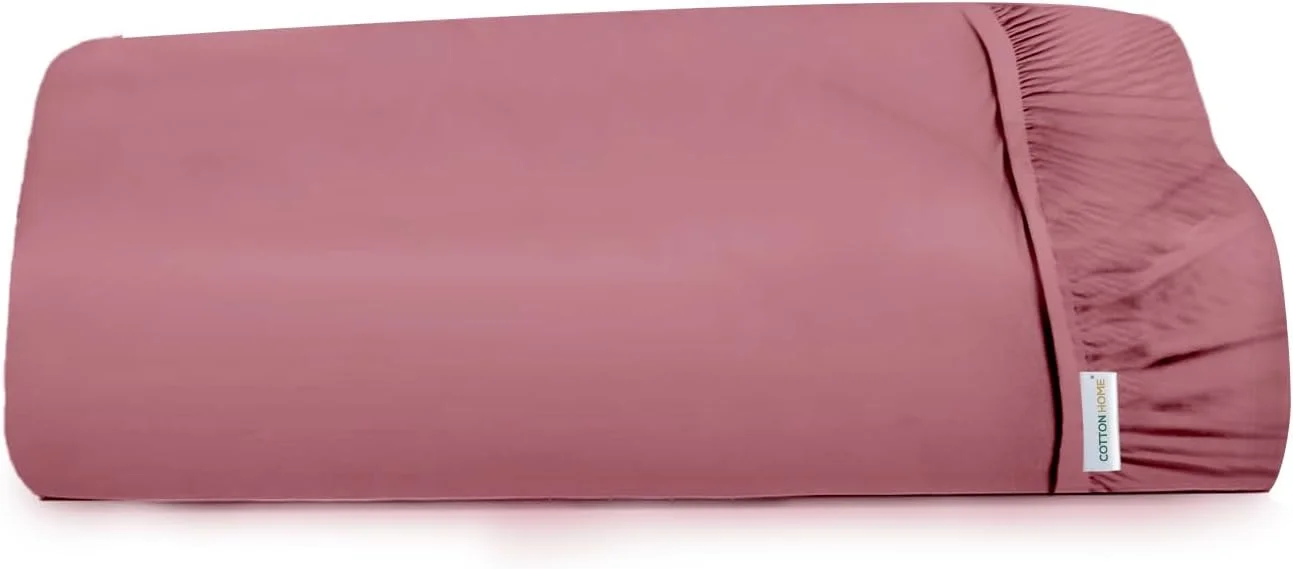 ملحفه کش‌دار پنبه‌ای مناسب منزل - بنفش مایل به خاکستری 125x200 سانتی‌متر / 47x79 اینچ، روکش تشک فوق‌العاده نرم، مناسب برای تشک تا عمق 25 سانتی‌متر، روکش ملحفه و روتختی قابل تنفس و قابل شستشو