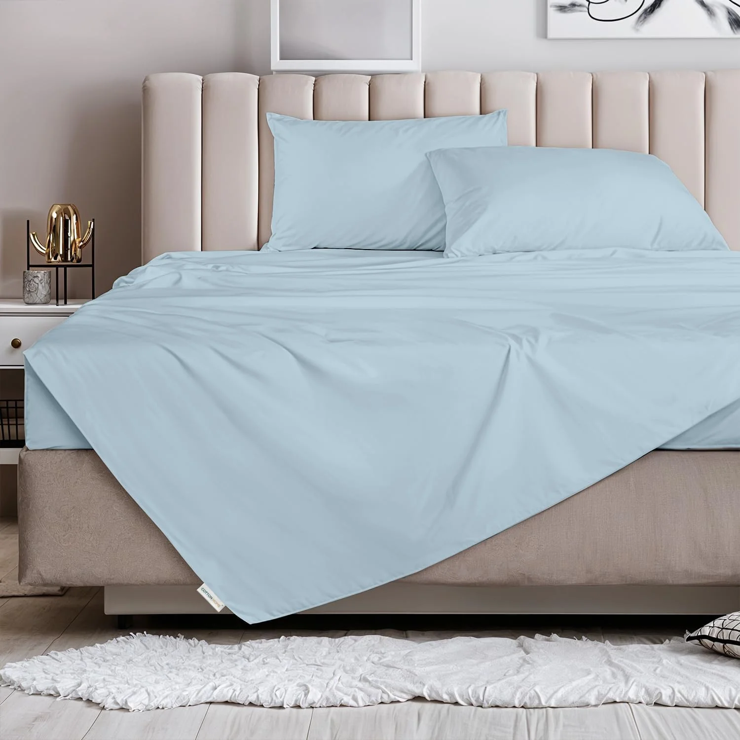 ست ملحفه تخت سه تکه کتان هوم شامل یک ملحفه تخت و دو روبالشتی - 220x240 سانتی متر - آبی متالیک، فوق العاده نرم، بدون چروک، مقاوم در برابر انقباض، با قابلیت نصب آسان و تنفس پذیر برای راحتی طولانی مدت ست ملحفه تخت سه تکه کتان هوم شامل یک ملحفه تخت و دو روبالشتی - 220x240 سانتی متر - آبی متالیک، فوق العاده نرم، بدون چروک، مقاوم در برابر انقباض، با قابلیت نصب آسان و تنفس پذیر برای راحتی طولانی مدت