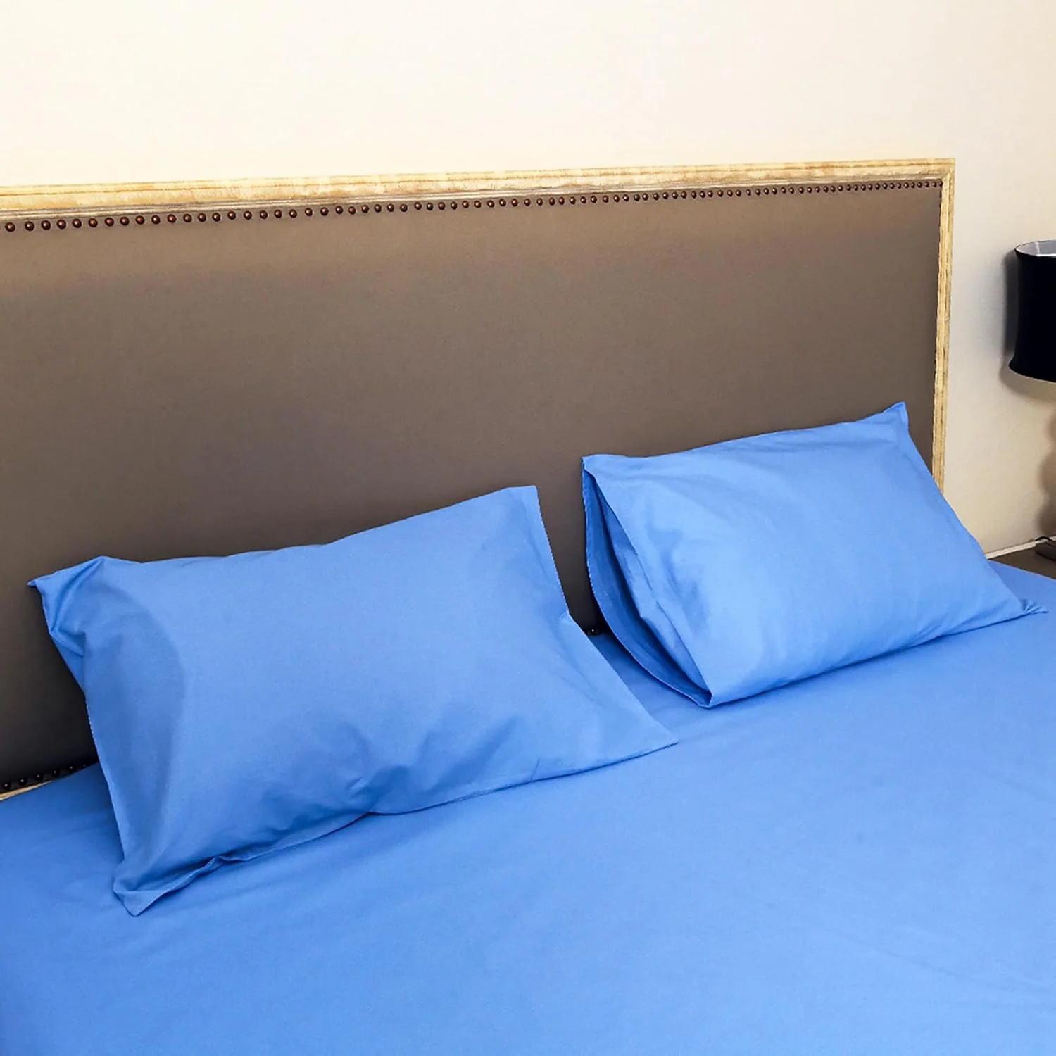 ست ملحفه تخت خواب پنبه ای، 3 تکه، سایز کوئین، آبی، بافت راه راه مدرن