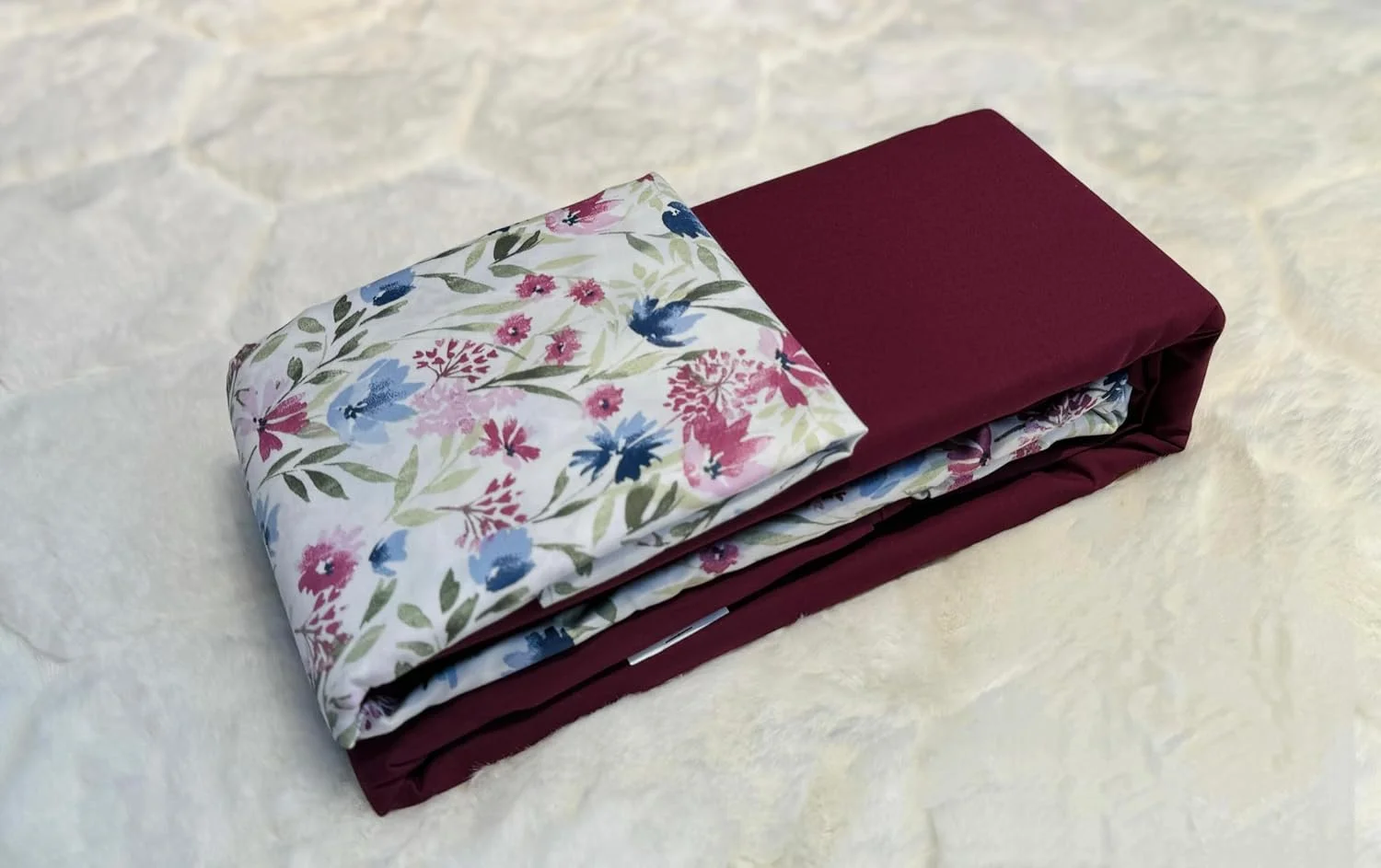 ست ملحفه تخت دونفره پنبه خالص به همراه 2 روبالشتی، 300 نخ، 274x274 سانتی متر (زرشکی)