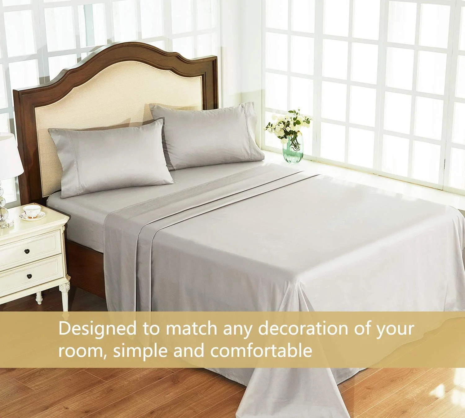 ست ملحفه تخت خواب پنبه ای سایز کینگ، ملحفه های خنک کننده فوق العاده نرم با جیب عمیق، ست ملحفه کامل 3 تکه شامل 1 ملحفه کش دار، 2 روبالشی و 1 ملحفه تخت ست ملحفه تخت خواب پنبه ای سایز کینگ، ملحفه های خنک کننده فوق العاده نرم با جیب عمیق، ست ملحفه کامل 3 تکه شامل 1 ملحفه کش دار، 2 روبالشی و 1 ملحفه تخت