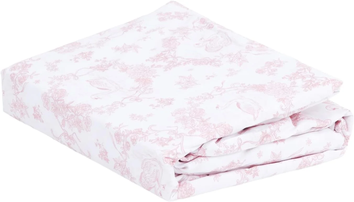 ست ملحفه طرح قو و گل های صورتی، سایز کینگ