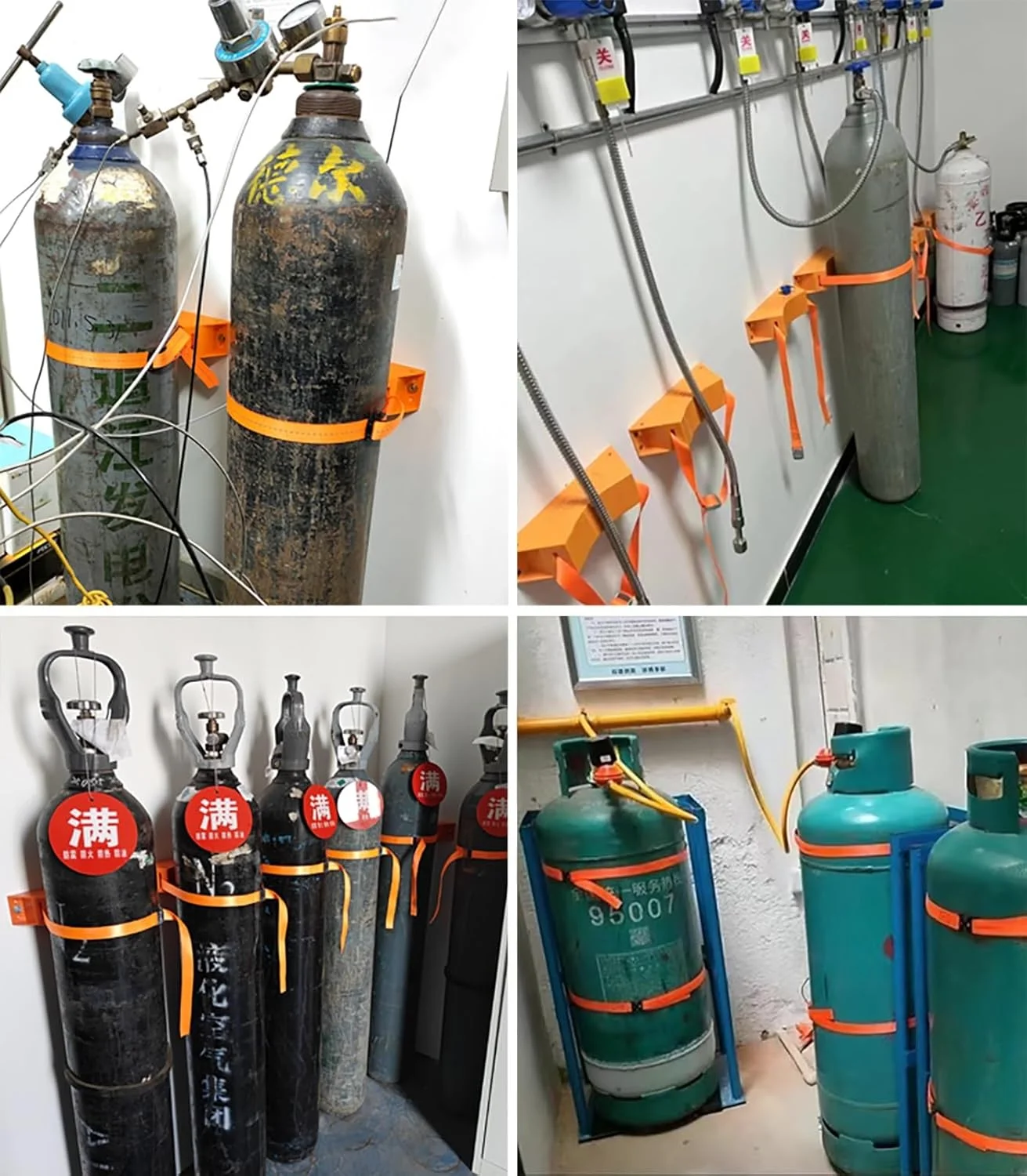 نگهدارنده دیواری کپسول اکسیژن با زنجیر ایمنی قابل تنظیم، نگهدارنده پلاستیکی مخزن، شامل 2 پیچ انبساطی برای استفاده کارخانه (خاکستری)