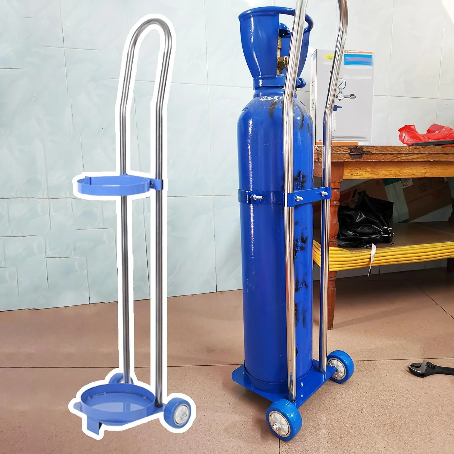 چرخ حمل و جابجایی کپسول گاز برای کپسول های اکسیژن، ترالی قابل حمل با چرخ و دسته، حمل و نقل و نگهداری کپسول های پروپان آرگون () چرخ حمل و جابجایی کپسول گاز برای کپسول های اکسیژن، ترالی قابل حمل با چرخ و دسته، حمل و نقل و نگهداری کپسول های پروپان آرگون ()