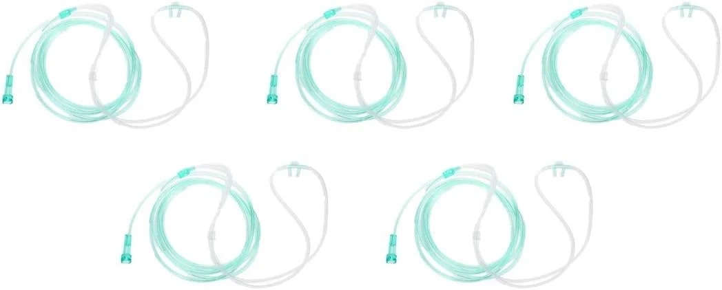 کانولای بینی استاندارد اطفال Dealmed - مستقیم با لوله 2.1 متری، سبز ملایم، لوله کانولای بینی برای اکسیژن، بسیار قابل مشاهده، مقاوم در برابر گره خوردگی، لوله سبک وزن (بسته 5 عددی)