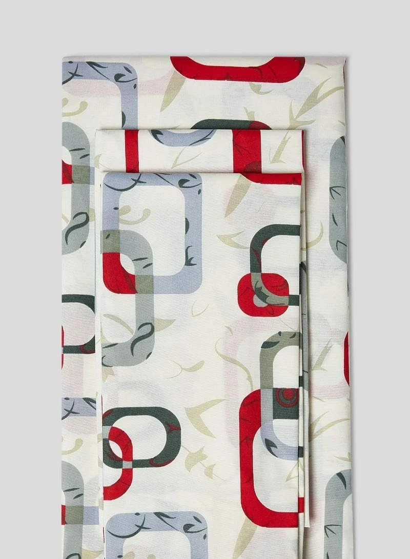 ست ملحفه پنبه ای طرح الماس آبی با تراکم بافت 180 | سایز کوئین (1 ملحفه کش دار + 2 روبالشی) | 3 تکه | 180x200x25 سانتی متر