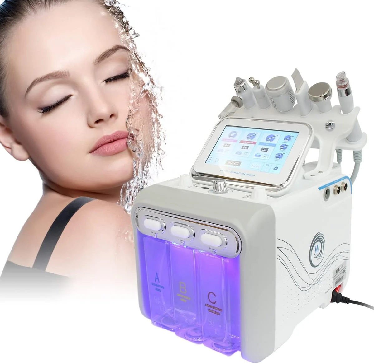 دستگاه زیبایی صورت هیدروژن اکسیژن، دستگاه اسپری اکسیژن 6 در 1 FAZJEUNE، دستگاه چند منظوره مکش صورت، اسکرابر پوست، دستگاه درم ابریژن اسپری، دستگاه حباب کوچک برای سالن اسپا خانگی