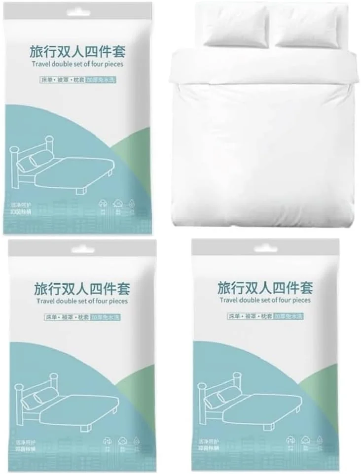 ست ملحفه یکبار مصرف مسافرتی، ست ملافه یکبار مصرف قابل حمل با ملحفه 240*220، روکش لحاف 240*220، روبالشی 80*60*2 مناسب هتل، بیمارستان و مسافرت. (3 ست 4 تکه ای) ست ملحفه یکبار مصرف مسافرتی، ست ملافه یکبار مصرف قابل حمل با ملحفه 240*220، روکش لحاف 240*220، روبالشی 80*60*2 مناسب هتل، بیمارستان و مسافرت. (3 ست 4 تکه ای)