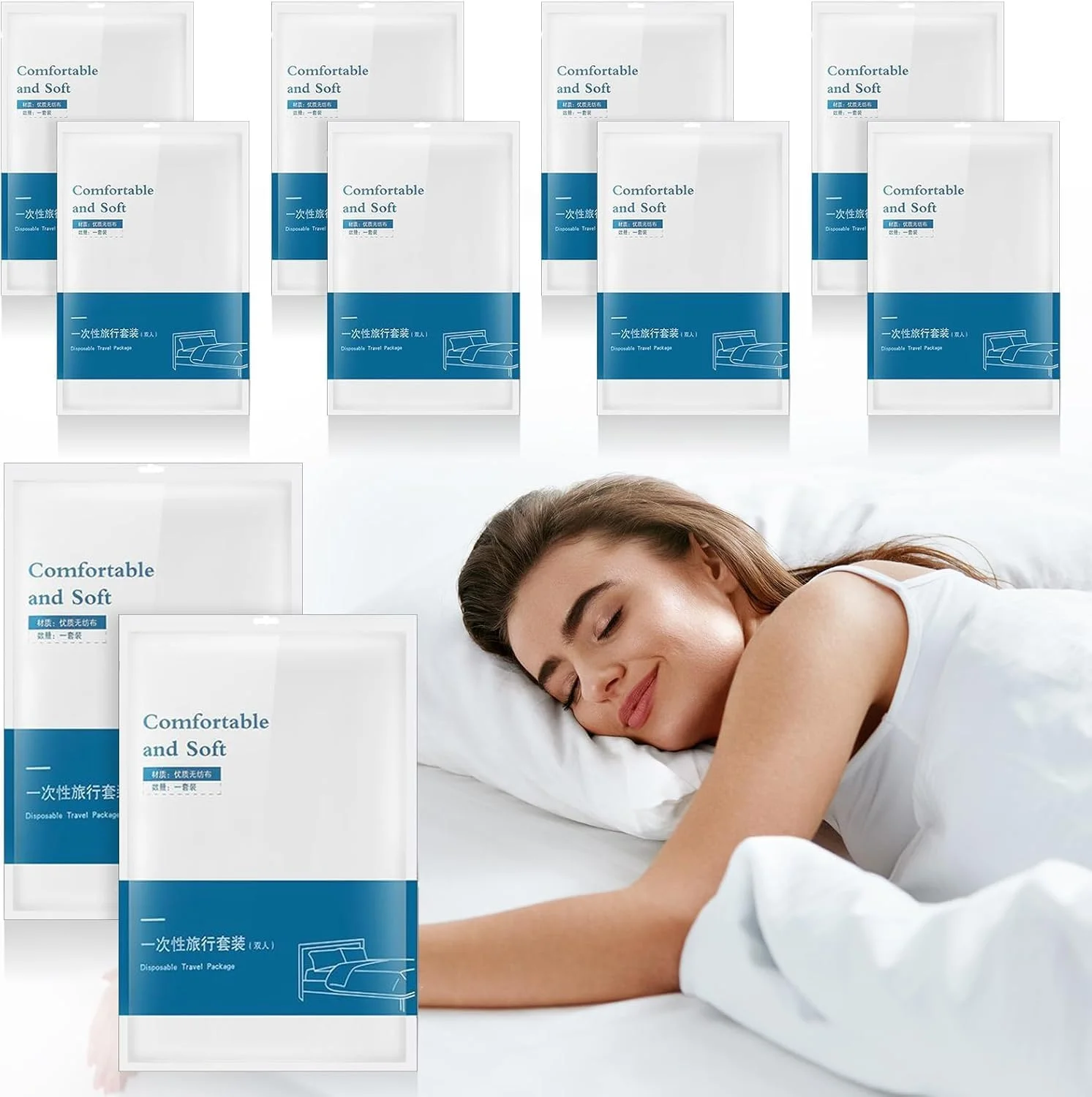 ست ملحفه یکبار مصرف مسافرتی، 4 ست ملحفه یکبار مصرف، ست بالش و پتو شامل 1 ملحفه، 1 روکش لحاف، 2 روبالشتی، روکش تخت سفید نرم قابل حمل برای سفر کاری ست ملحفه یکبار مصرف مسافرتی، 4 ست ملحفه یکبار مصرف، ست بالش و پتو شامل 1 ملحفه، 1 روکش لحاف، 2 روبالشتی، روکش تخت سفید نرم قابل حمل برای سفر کاری