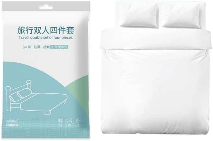 ست ملحفه یکبار مصرف چهارتکه ضخیم، ست ملحفه یکبار مصرف چهارتکه (شامل روکش لحاف و روبالشی)، ست ملحفه مسافرتی یکبار مصرف، ست نظافت مسافرتی هتل (سفید) ست ملحفه یکبار مصرف چهارتکه ضخیم، ست ملحفه یکبار مصرف چهارتکه (شامل روکش لحاف و روبالشی)، ست ملحفه مسافرتی یکبار مصرف، ست نظافت مسافرتی هتل (سفید)