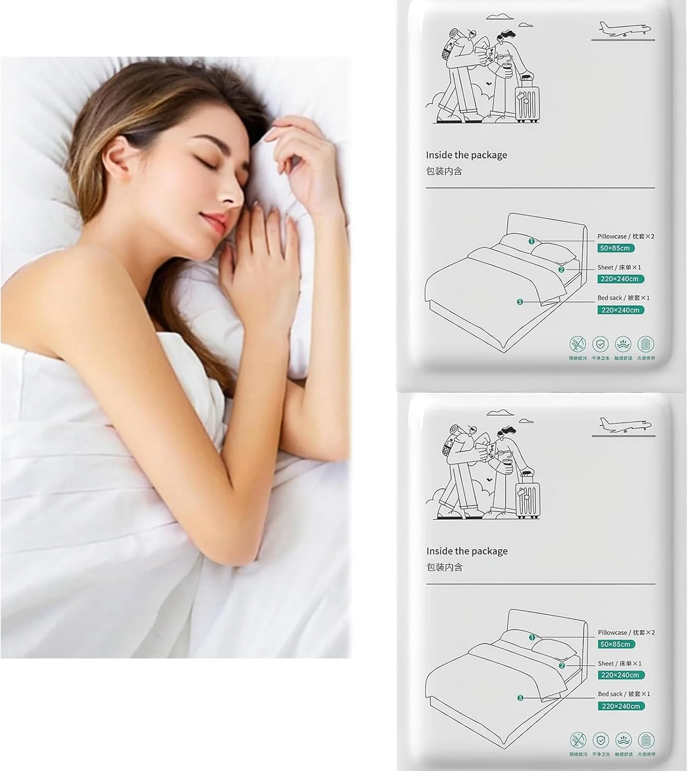 ست ملحفه یکبار مصرف مسافرتی 2 عددی، ست روتختی یکبار مصرف 4 در 1 سایز کینگ شامل 2 ملحفه کشدار، 2 روکش لحاف، 4 روبالشی - مناسب هتل، بیمارستان، کمپینگ، سفرهای کاری ست ملحفه یکبار مصرف مسافرتی 2 عددی، ست روتختی یکبار مصرف 4 در 1 سایز کینگ شامل 2 ملحفه کشدار، 2 روکش لحاف، 4 روبالشی - مناسب هتل، بیمارستان، کمپینگ، سفرهای کاری