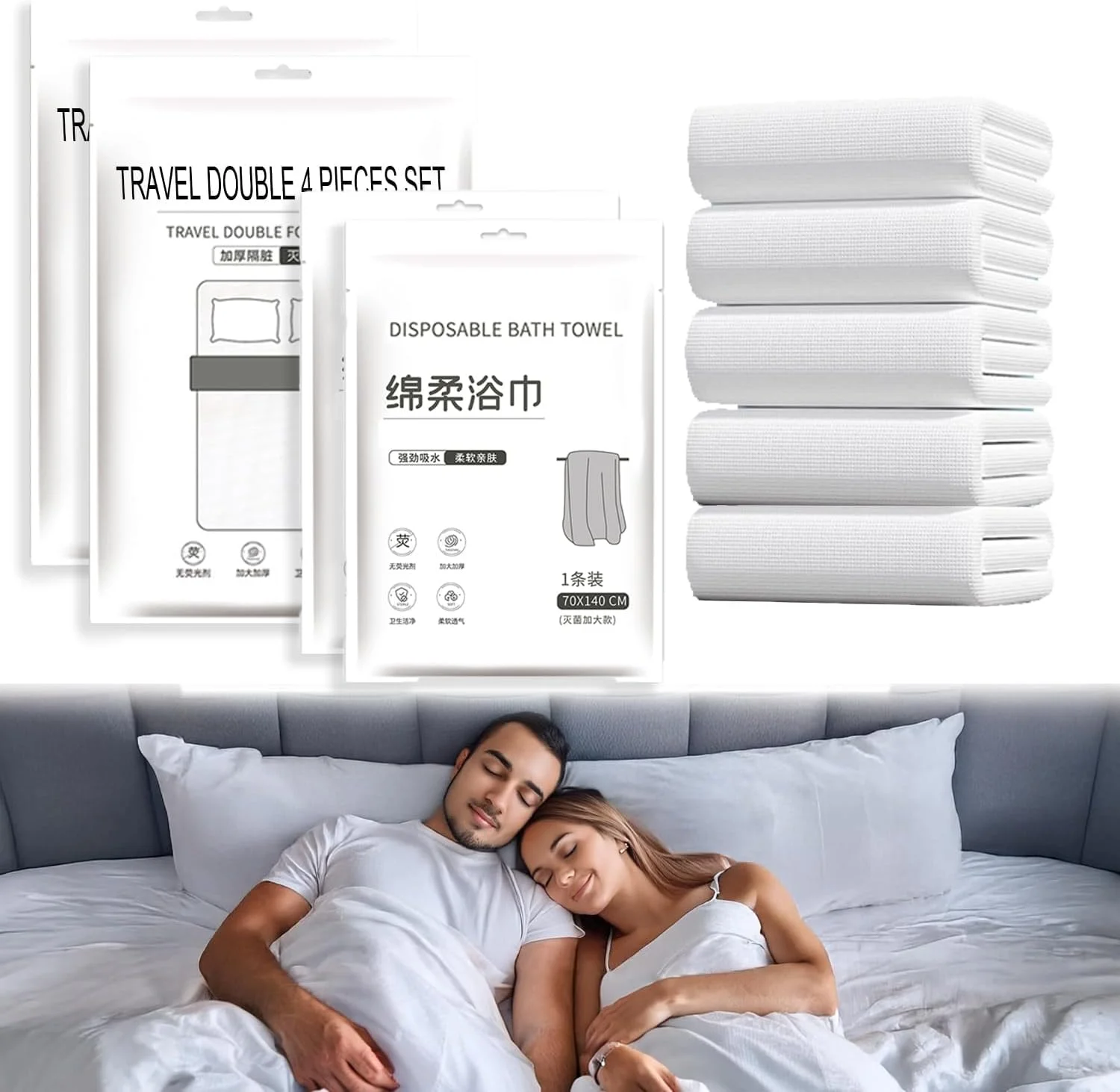 دو ست ملحفه تخت و دو حوله یکبار مصرف برای مسافرت، مناسب تخت های کینگ/کویین سایز، یکبار مصرف، 2 ملحفه تخت، 2 روکش لحاف و 4 روبالشتی و 2 حوله حمام، پارچه غیر بافته ضد حساسیت درجه یک دو ست ملحفه تخت و دو حوله یکبار مصرف برای مسافرت، مناسب تخت های کینگ/کویین سایز، یکبار مصرف، 2 ملحفه تخت، 2 روکش لحاف و 4 روبالشتی و 2 حوله حمام، پارچه غیر بافته ضد حساسیت درجه یک
