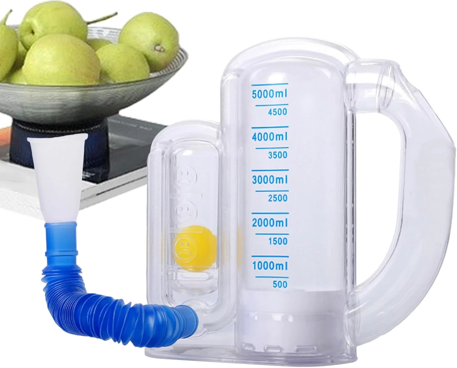 دستگاه تمرین تنفسی | دستگاه تمرین ظرفیت ریه با نشانگر میزان جریان - ظرفیت 5000 میلی لیتر مناسب برای دویدن، تناسب اندام، باشگاه و شنا