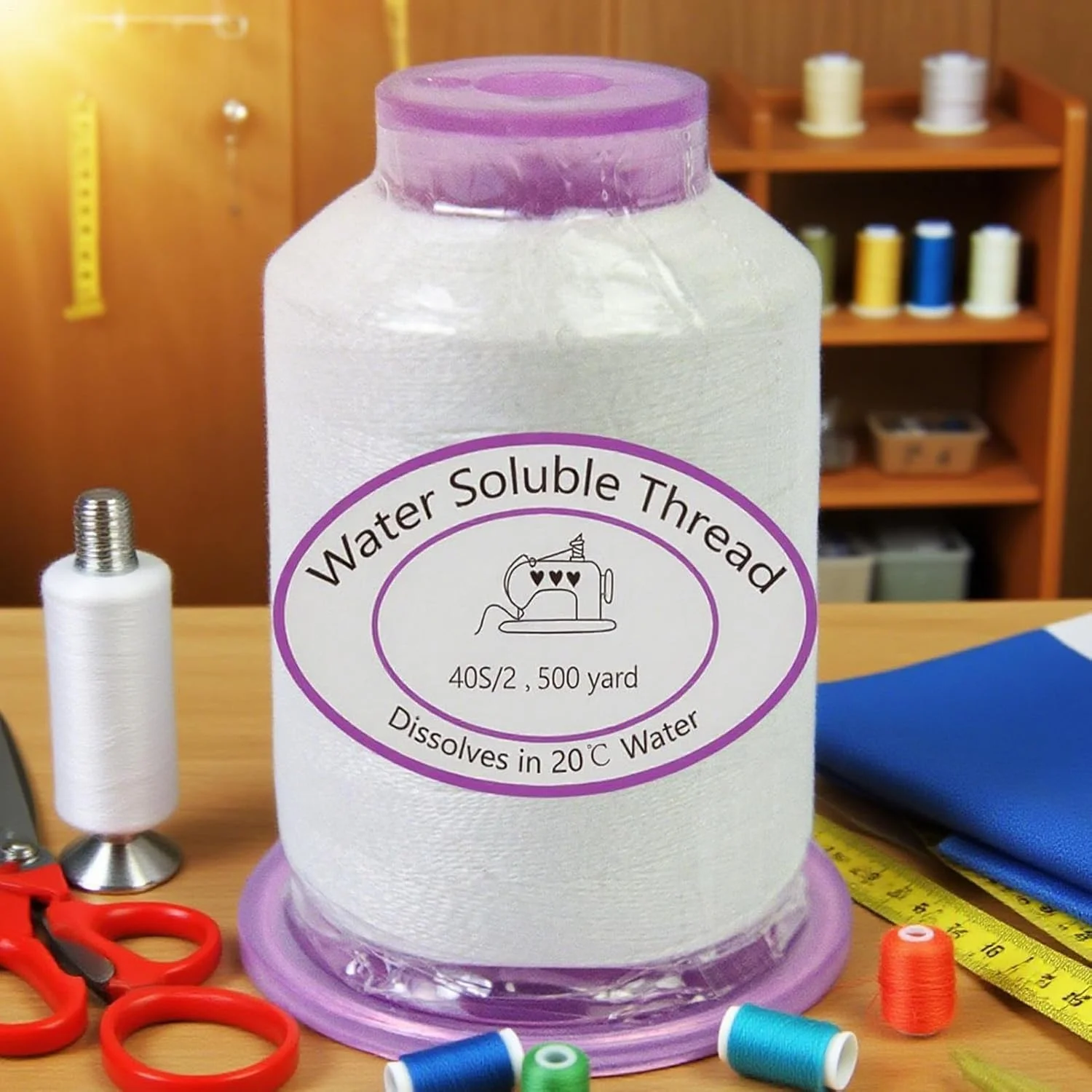 نخ خیاطی - قرقره نخ محلول در آب 455 متری، نخ حل شدنی برای پروژه های لحاف دوزی، خلق آثار هنری پارچه ای، صنایع دستی و ساخت لباس نخ خیاطی - قرقره نخ محلول در آب 455 متری، نخ حل شدنی برای پروژه های لحاف دوزی، خلق آثار هنری پارچه ای، صنایع دستی و ساخت لباس