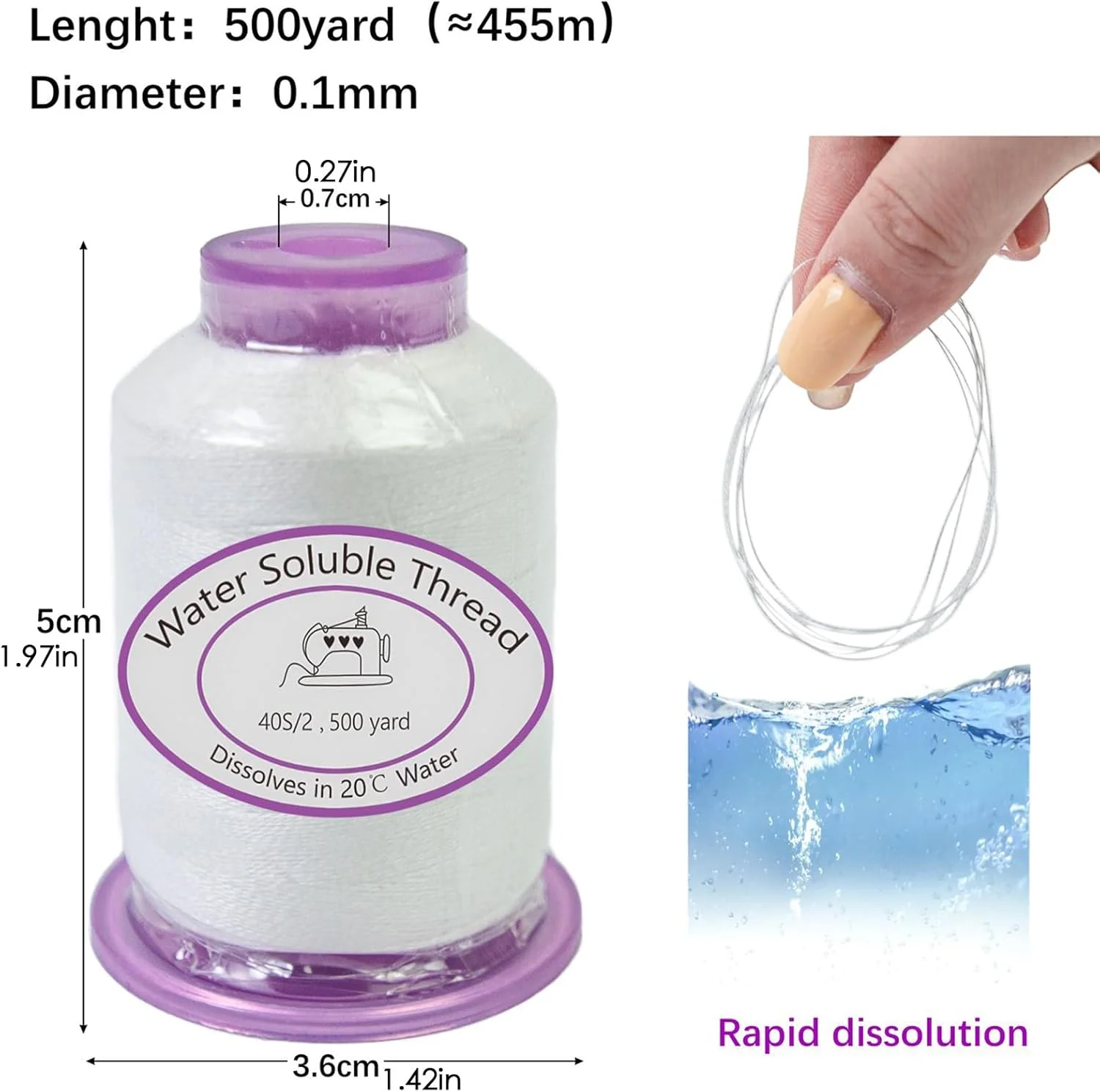 نخ خیاطی - قرقره نخ محلول در آب 455 متری، نخ حل شدنی برای پروژه های لحاف دوزی، خلق آثار هنری پارچه ای، صنایع دستی و ساخت لباس نخ خیاطی - قرقره نخ محلول در آب 455 متری، نخ حل شدنی برای پروژه های لحاف دوزی، خلق آثار هنری پارچه ای، صنایع دستی و ساخت لباس