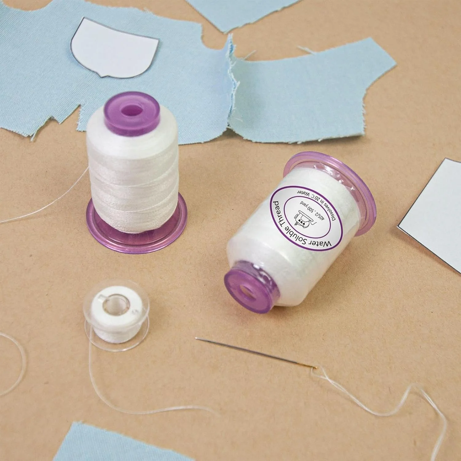 نخ خیاطی - قرقره نخ محلول در آب 455 متری، نخ حل شدنی برای پروژه های لحاف دوزی، خلق آثار هنری پارچه ای، صنایع دستی و ساخت لباس نخ خیاطی - قرقره نخ محلول در آب 455 متری، نخ حل شدنی برای پروژه های لحاف دوزی، خلق آثار هنری پارچه ای، صنایع دستی و ساخت لباس