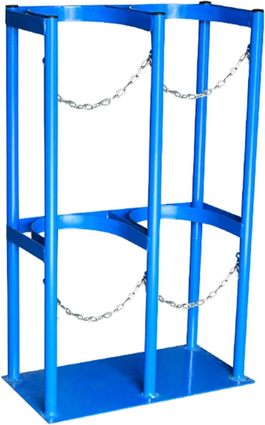 نگهدارنده کپسول اکسیژن فولادی برای کپسول گاز 40 لیتری، پایه نگهدارنده کپسول اکسیژن قابل نصب روی زمین/دیوار با 2 لولا، پایه نگهدارنده کپسول اکسیژن برای بیمارستان، کارخانه، آزمایشگاه