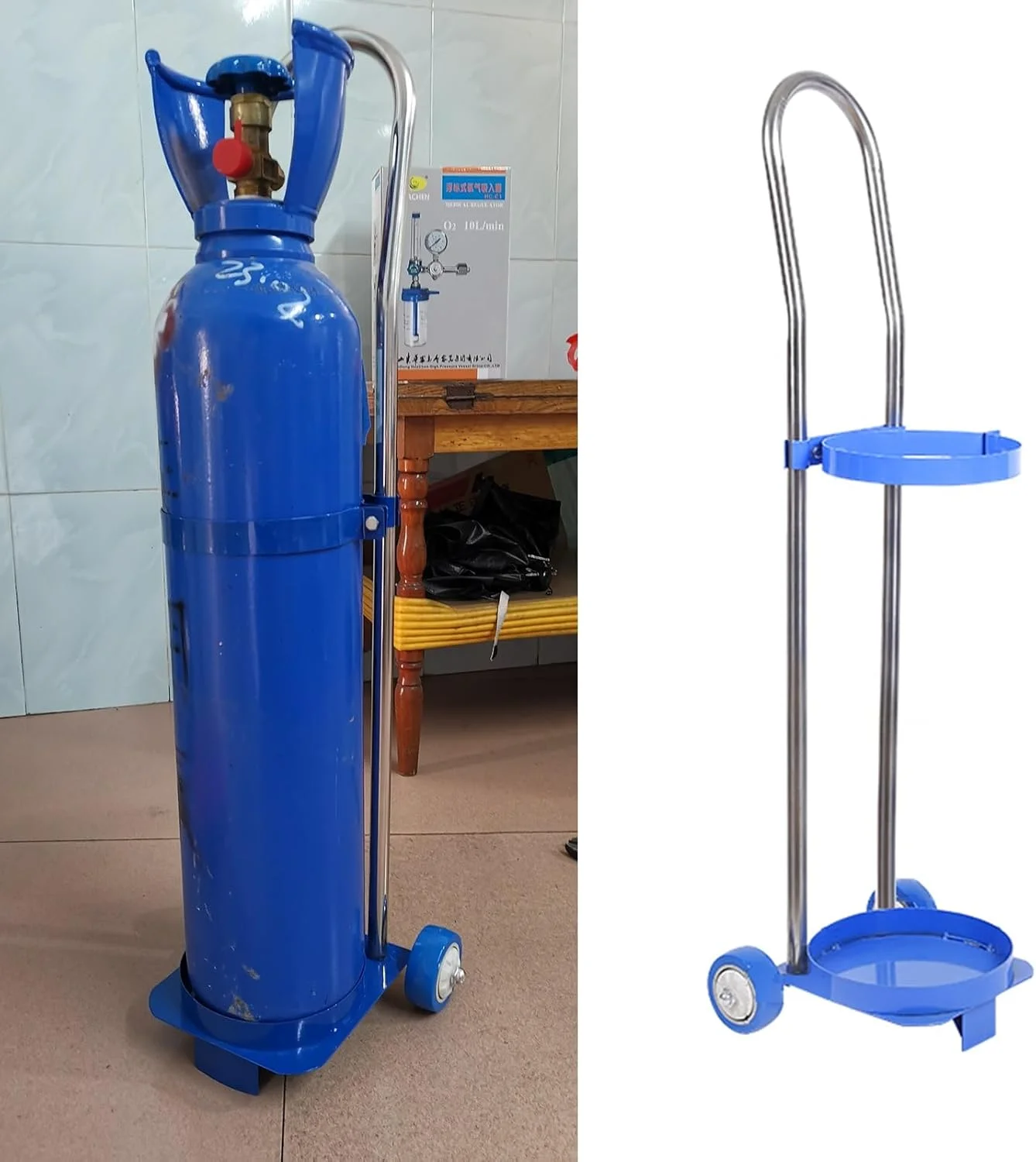 چرخ دستی حمل کپسول اکسیژن - ارابه فولادی برای یک کپسول، قطر 17 سانتی متر، گاری کپسول گاز با چرخ، چند منظوره () چرخ دستی حمل کپسول اکسیژن - ارابه فولادی برای یک کپسول، قطر 17 سانتی متر، گاری کپسول گاز با چرخ، چند منظوره ()