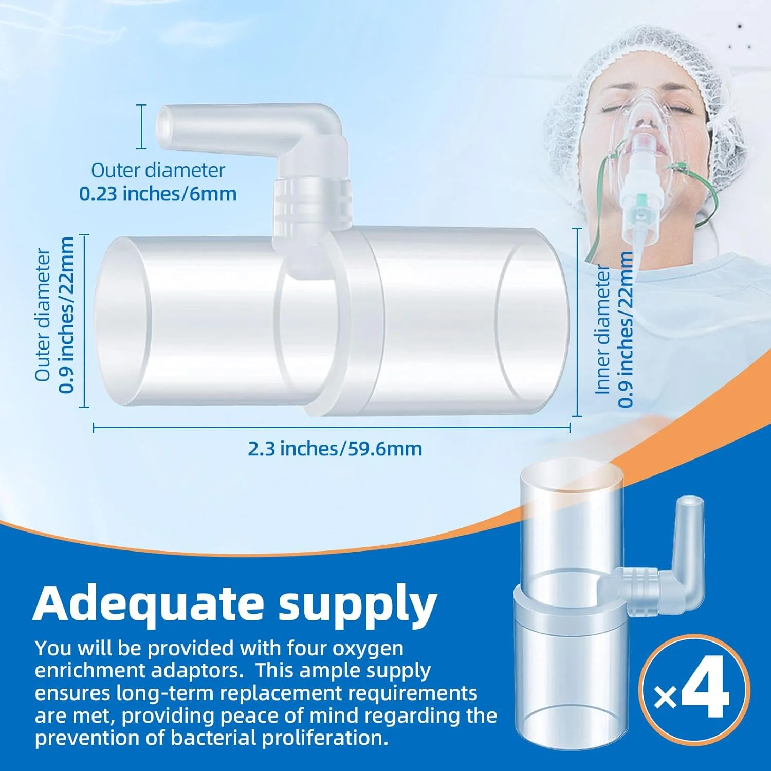 آداپتور شلنگ سی پپ، آداپتور غنی سازی اکسیژن سی پپ، ملزومات اکسیژن - بسته 4 عددی