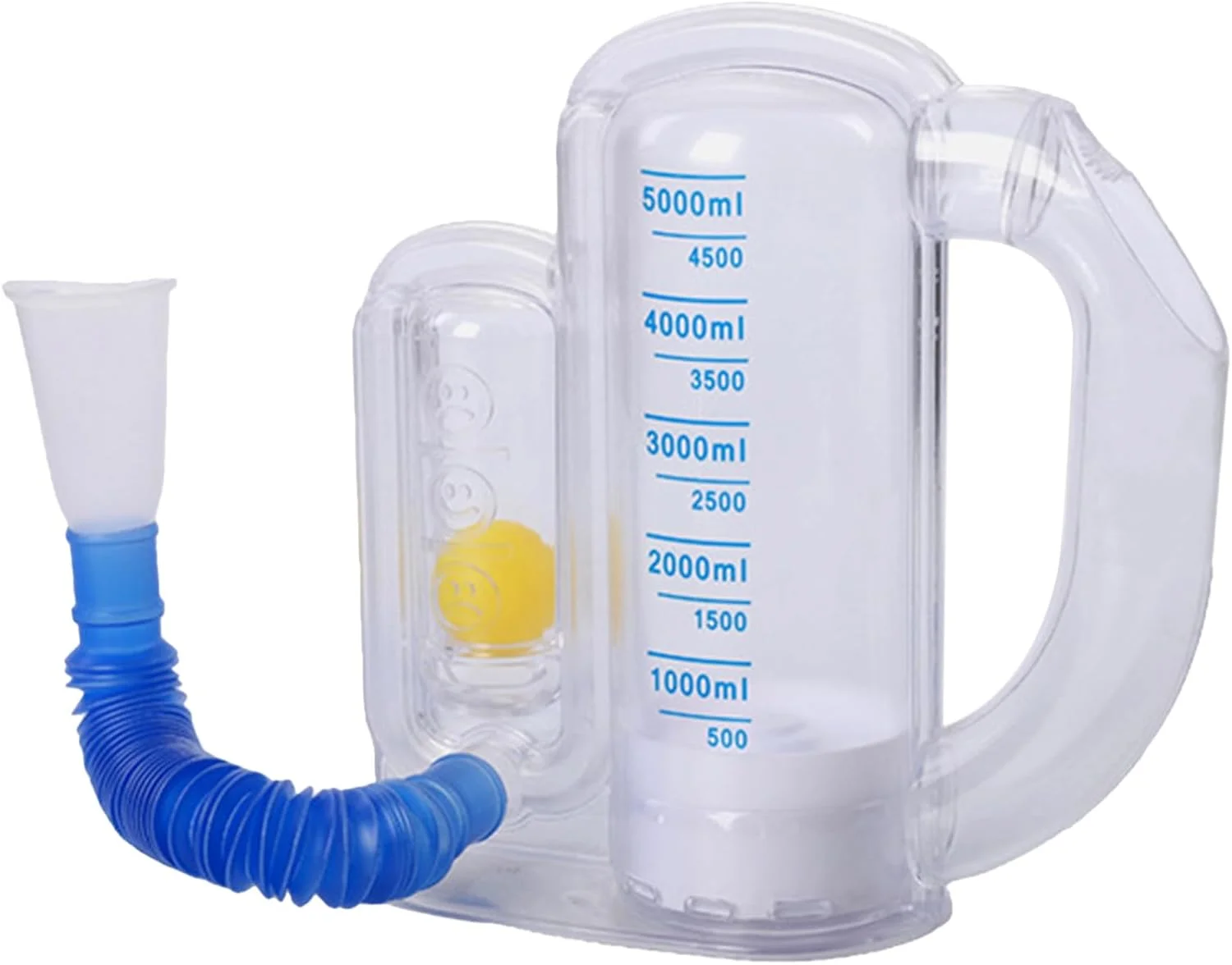 اسپیرومتر تمرین تنفسی بزرگسالان، تقویت کننده ریه با نشانگر میزان جریان | ظرفیت 5000 میلی لیتر مناسب برای شنا، باشگاه، دویدن و منزل