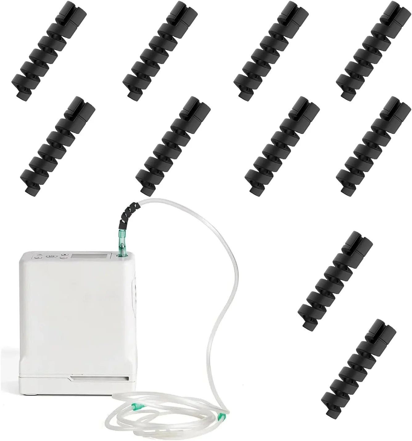 بستههای ۱۰ عددی نگهدارنده و صاف کننده لوله اکسیژن، لوازم جانبی لوله اکسیژن برای جلوگیری از گره خوردن شلنگ اکسیژن (مشکی) بستههای ۱۰ عددی نگهدارنده و صاف کننده لوله اکسیژن، لوازم جانبی لوله اکسیژن برای جلوگیری از گره خوردن شلنگ اکسیژن (مشکی)