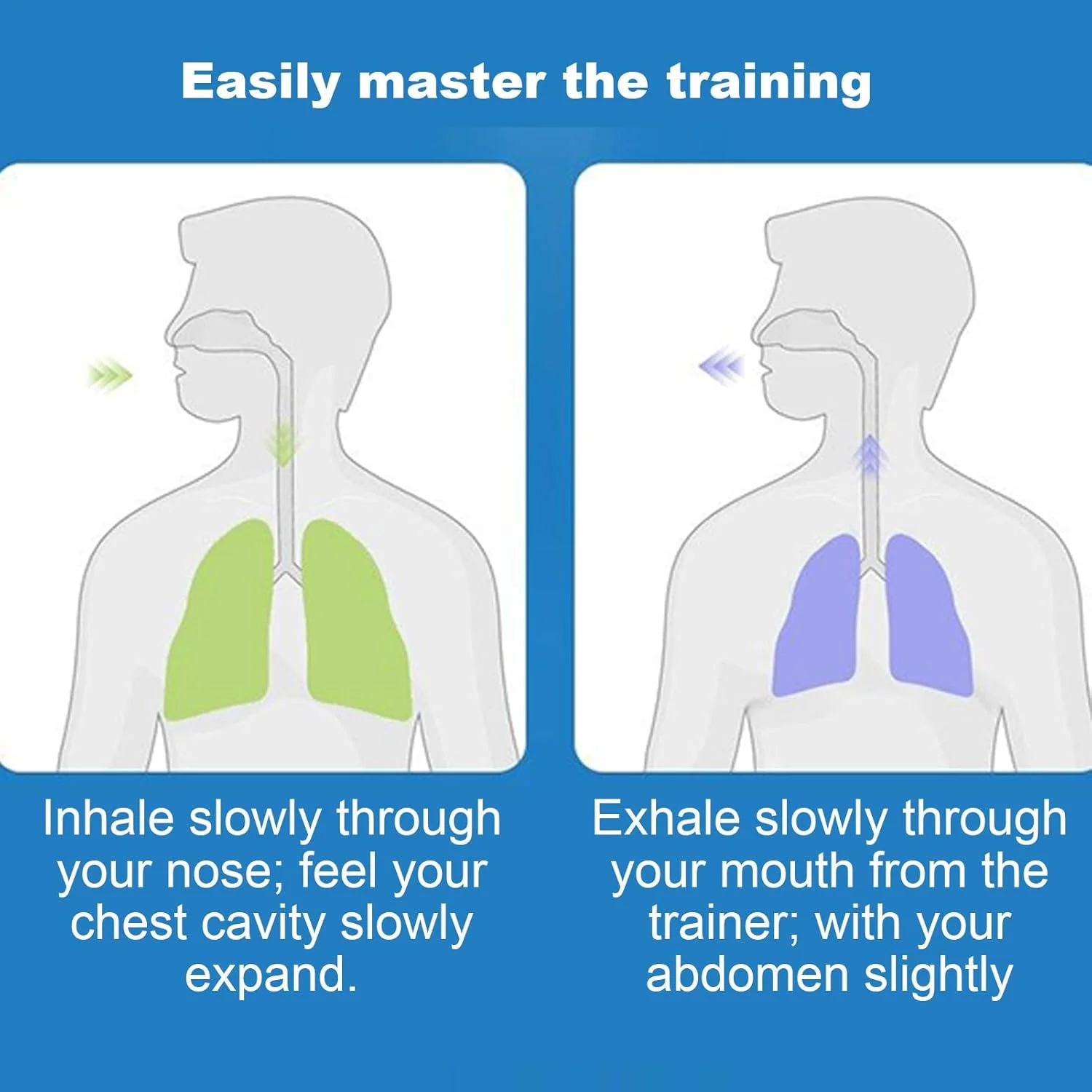 تمرین دهنده تنفسی - تقویت کننده ریه، تمرین دهنده تنفس قابل تنظیم، تجهیزات ورزشی برای شنا، دوچرخه سواری، دویدن، ورزش و آواز