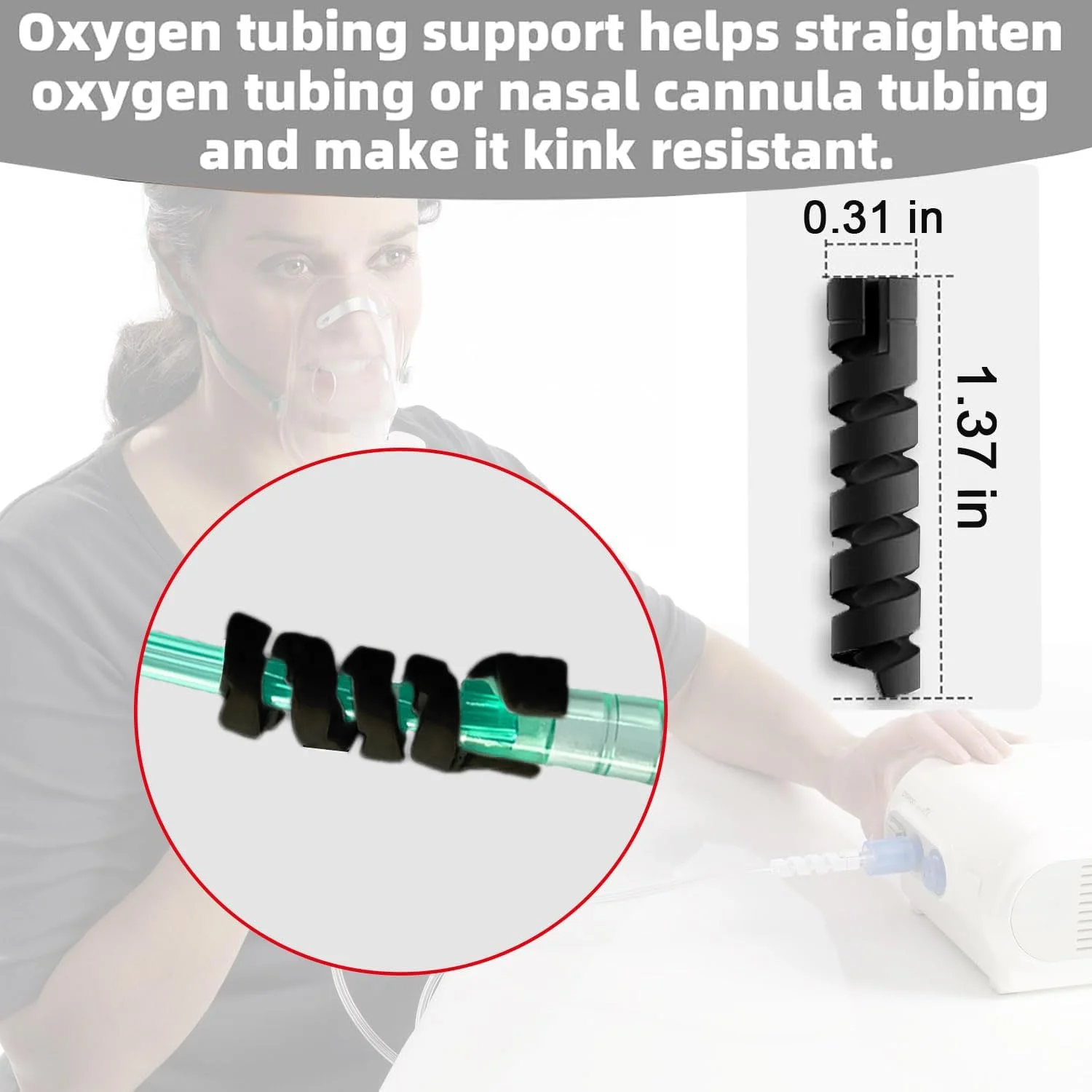 بسته‌های ۱۰ عددی نگهدارنده و صاف کننده لوله اکسیژن، لوازم جانبی لوله اکسیژن برای جلوگیری از گره خوردن شلنگ اکسیژن (مشکی)