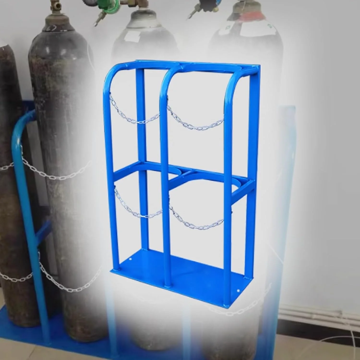نگهدارنده کپسول گاز جوشکاری - قفسه ثابت سنگین برای 1/2/3 کپسول اکسیژن، قفسه فولادی قابل نصب روی زمین برای کلینیک ها نگهدارنده کپسول گاز جوشکاری - قفسه ثابت سنگین برای 1/2/3 کپسول اکسیژن، قفسه فولادی قابل نصب روی زمین برای کلینیک ها