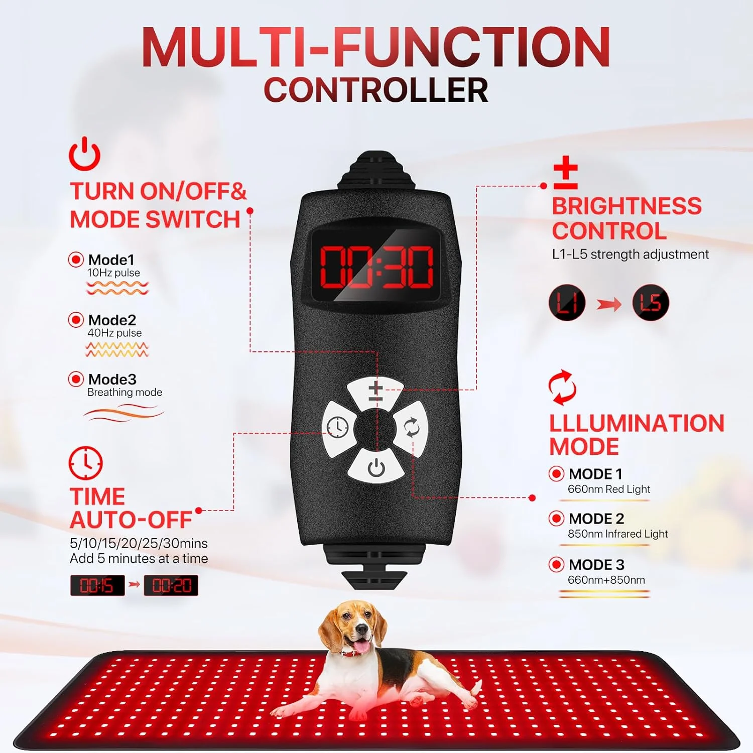 دستگاه نوردرمانی قرمز ZIROCTD برای صورت و بدن، لامپ نوردرمانی مادون قرمز T120
