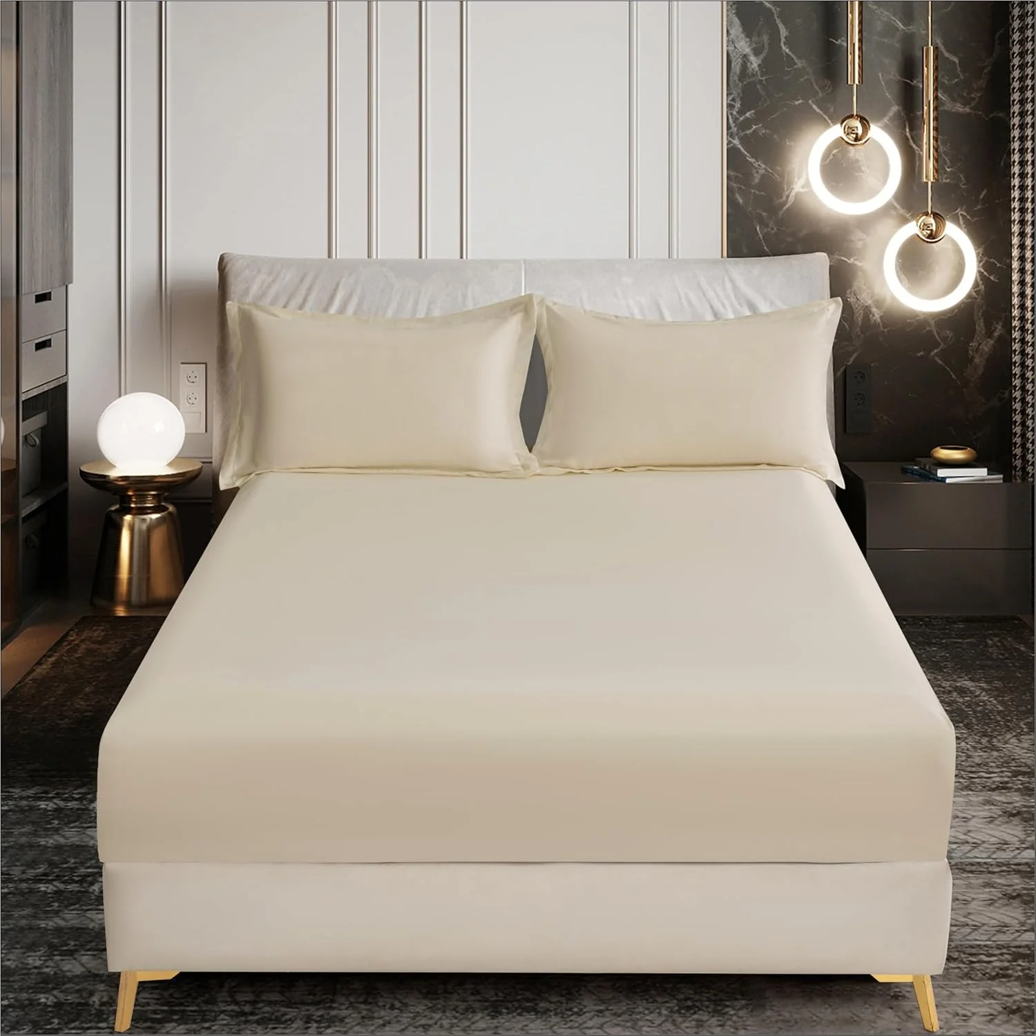 ملحفه کش‌دار تخت خواب دی دوناتلا فیل د لاکچری - مناسب برای تخت یک نفره 90x190 سانتی‌متر، 2 تکه (1 ملحفه کش‌دار و 1 روبالشتی) - جیب عمیق 30 سانتی‌متری - ملحفه تخت خواب یکدست