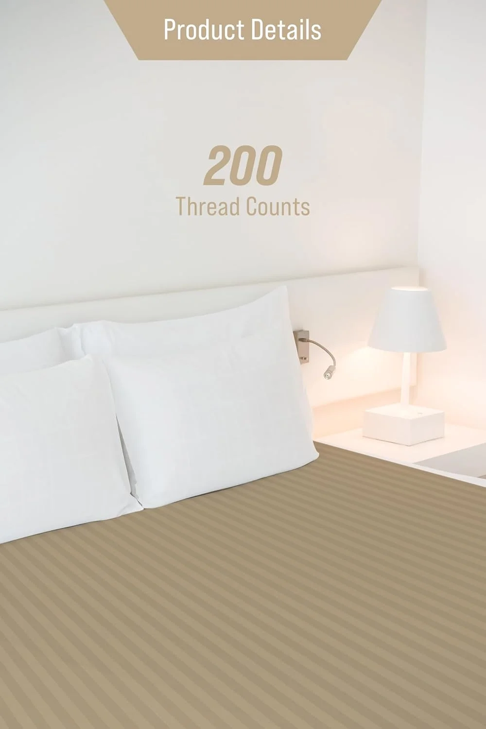 ملحفه کش دار دو خط با دو روبالشتی 160x200 سانتی متر (بژ)